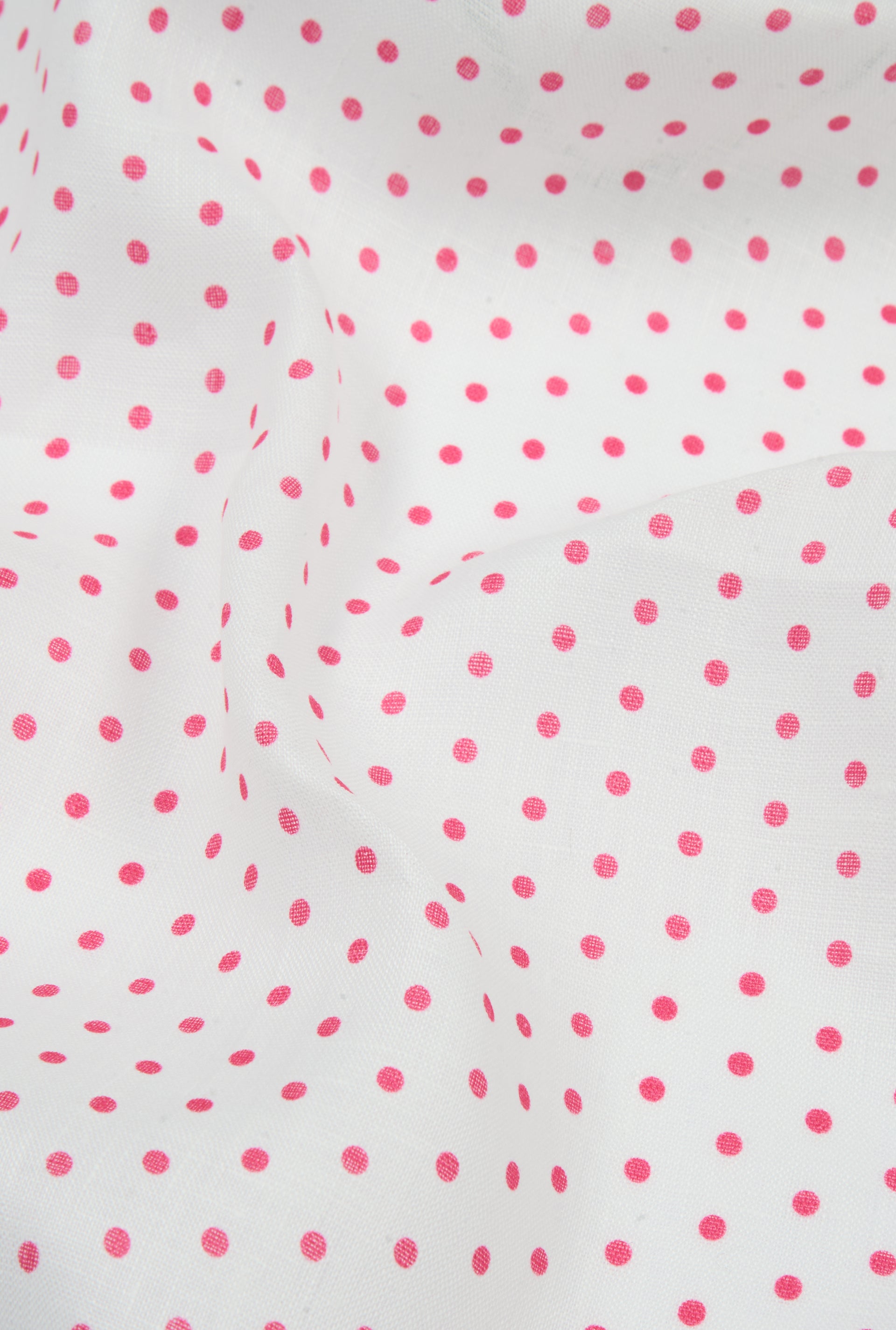 Green & Pink Polka Dot Linen Pocket Square