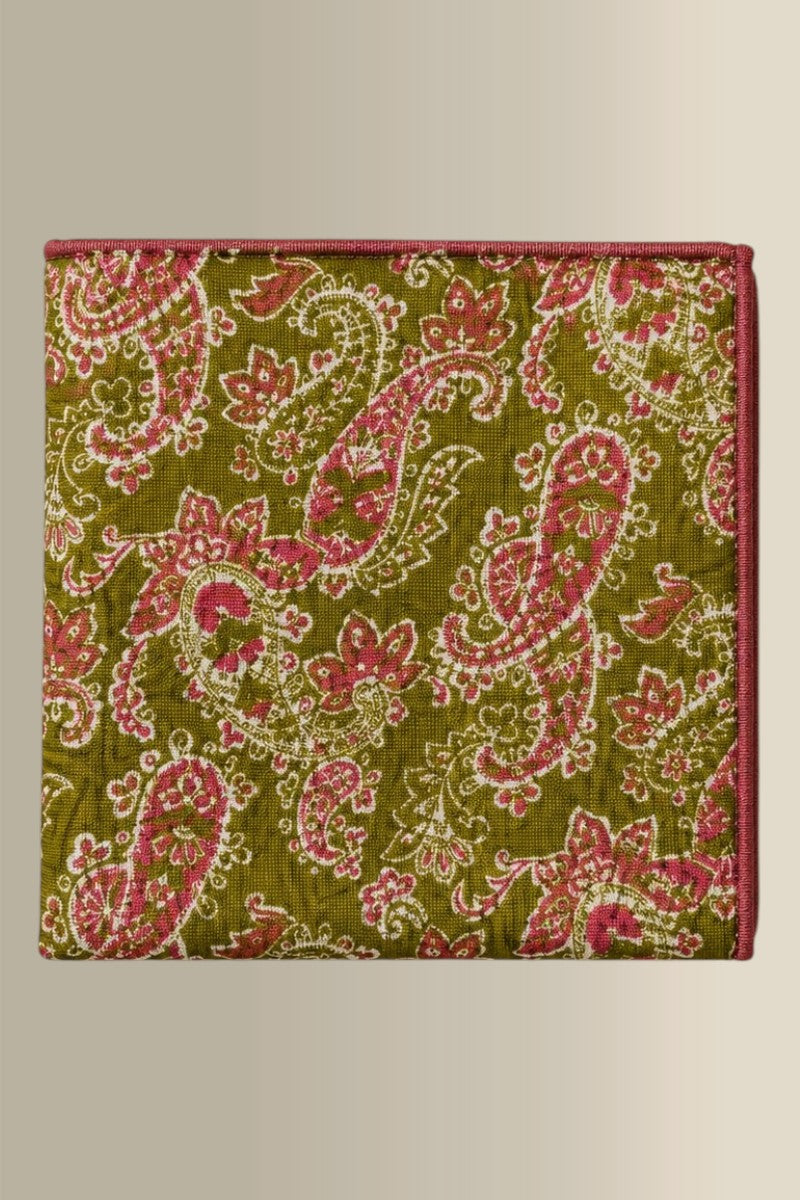 Green & Pink Double Sided Silk Pocket Square