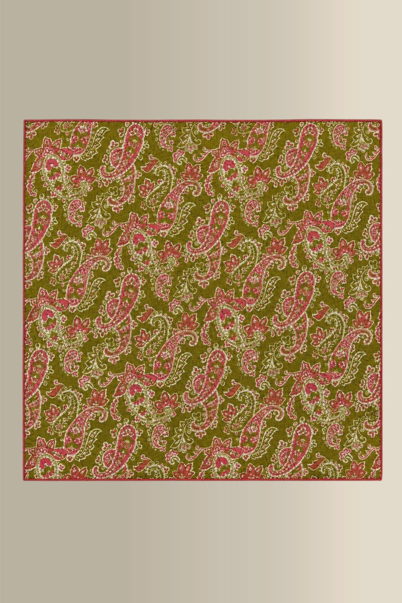 Green & Pink Double Sided Silk Pocket Square