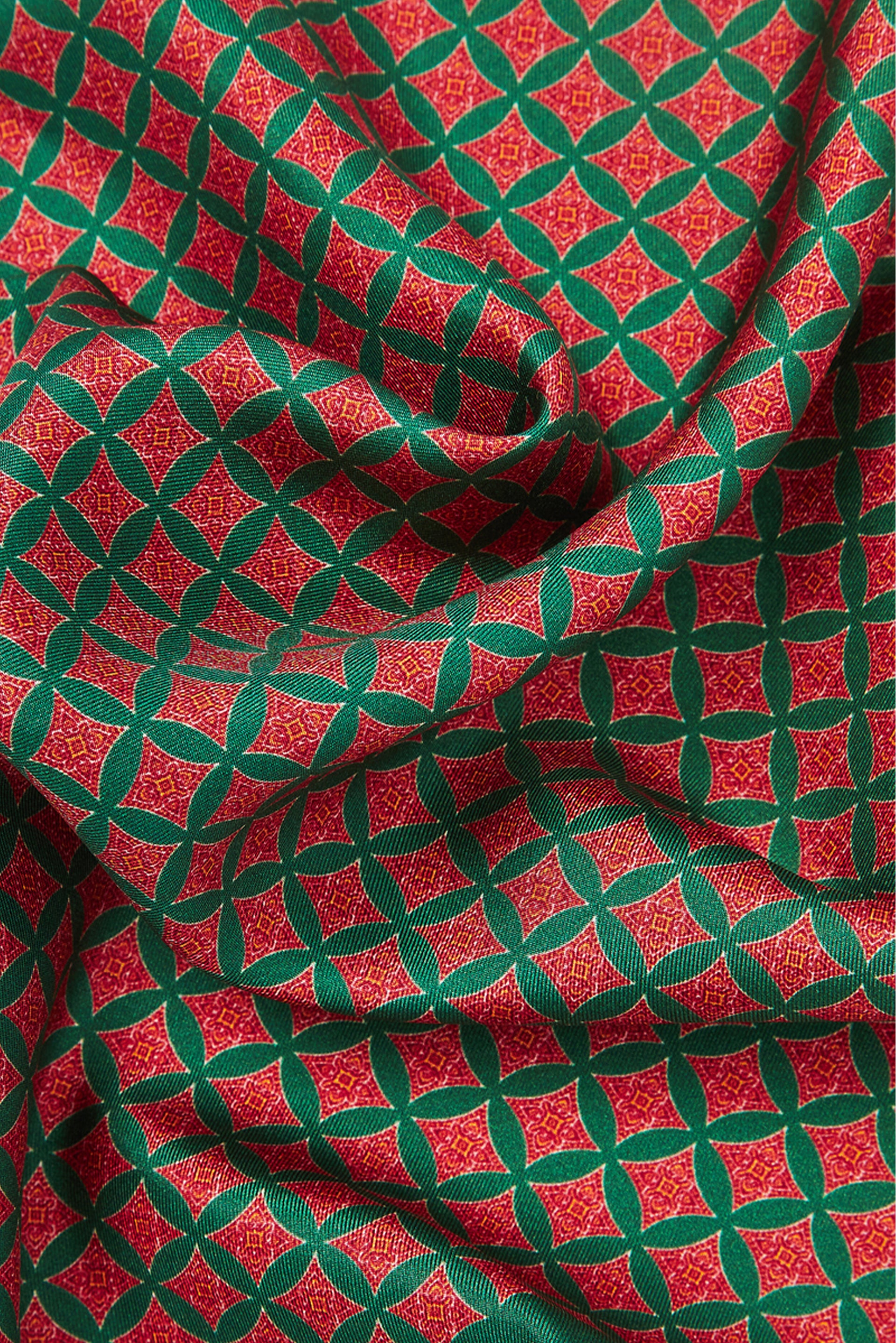 Green Geometric Silk Pocket Square