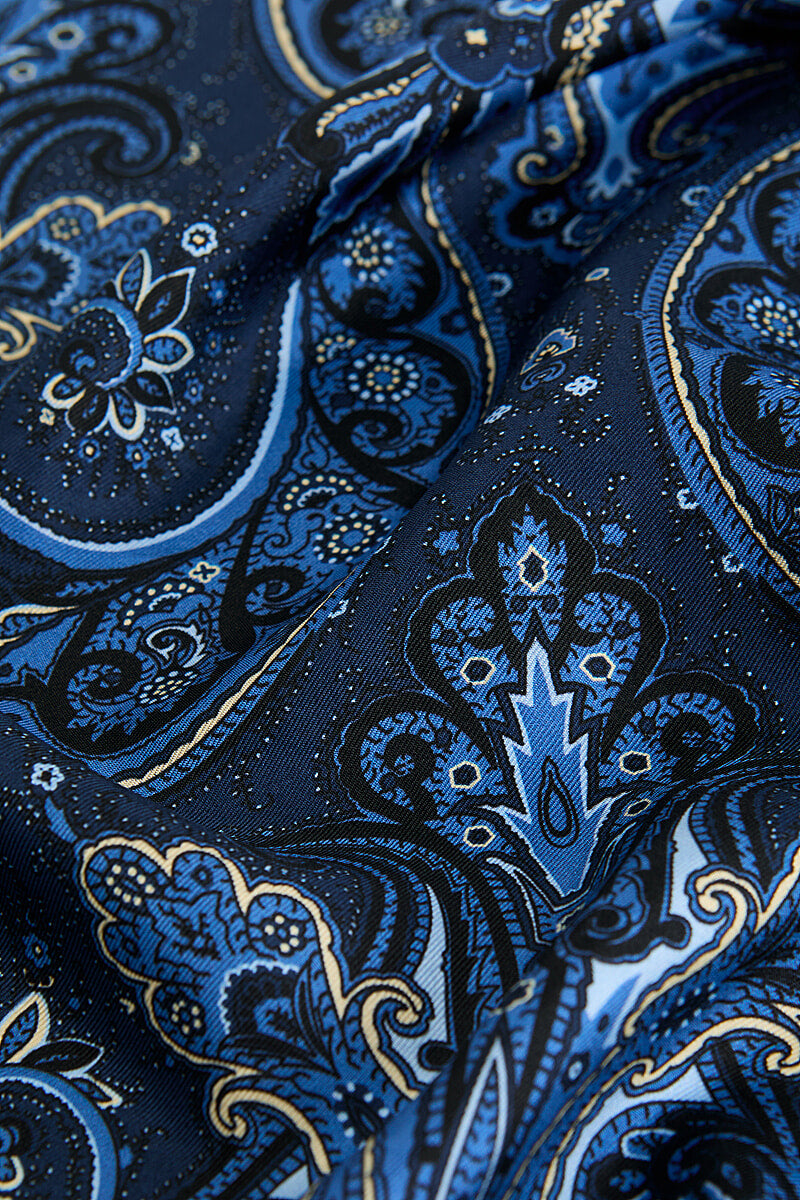 Navy Archive Paisley Silk Pocket Square