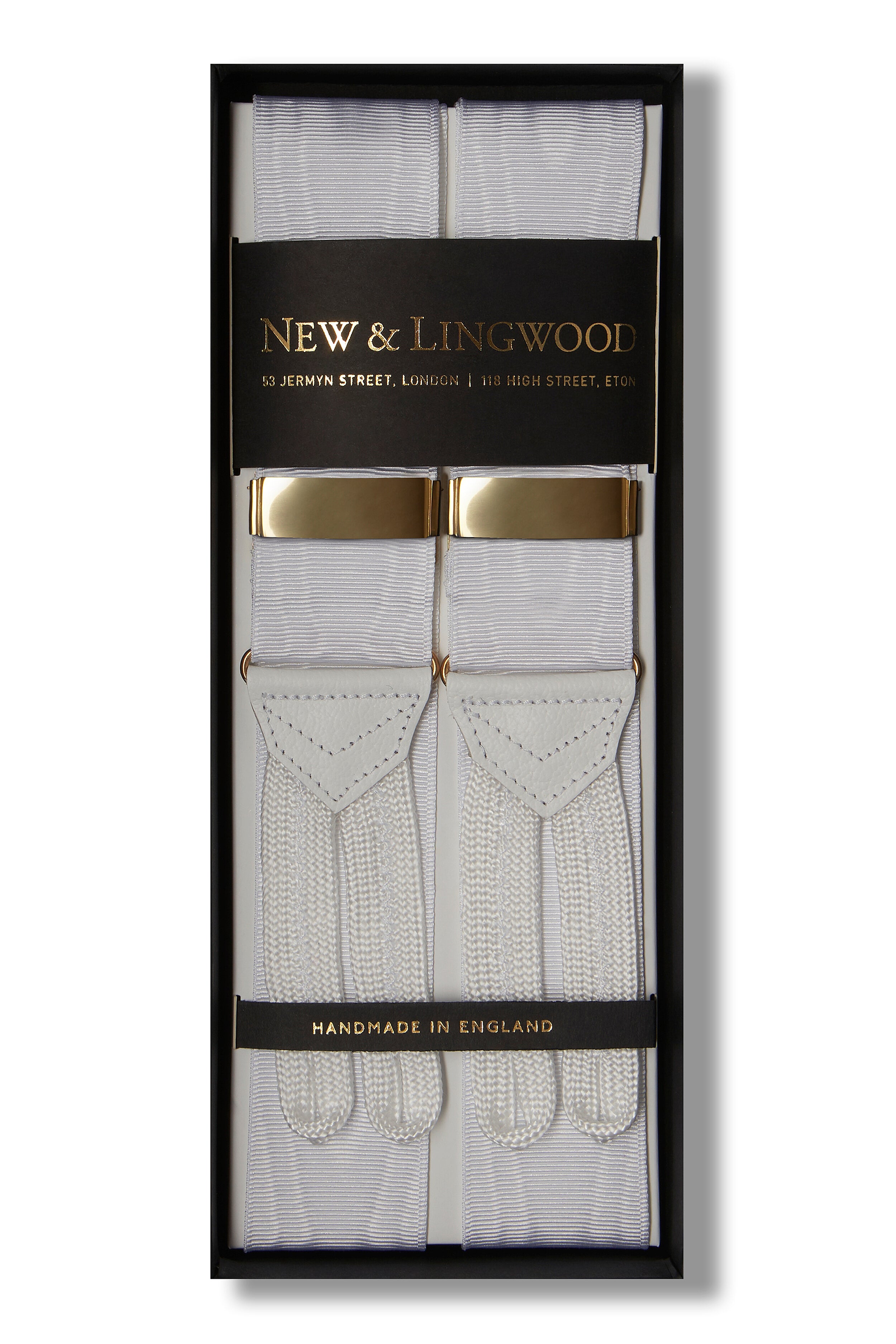 White Moire Braid End Braces 40mm