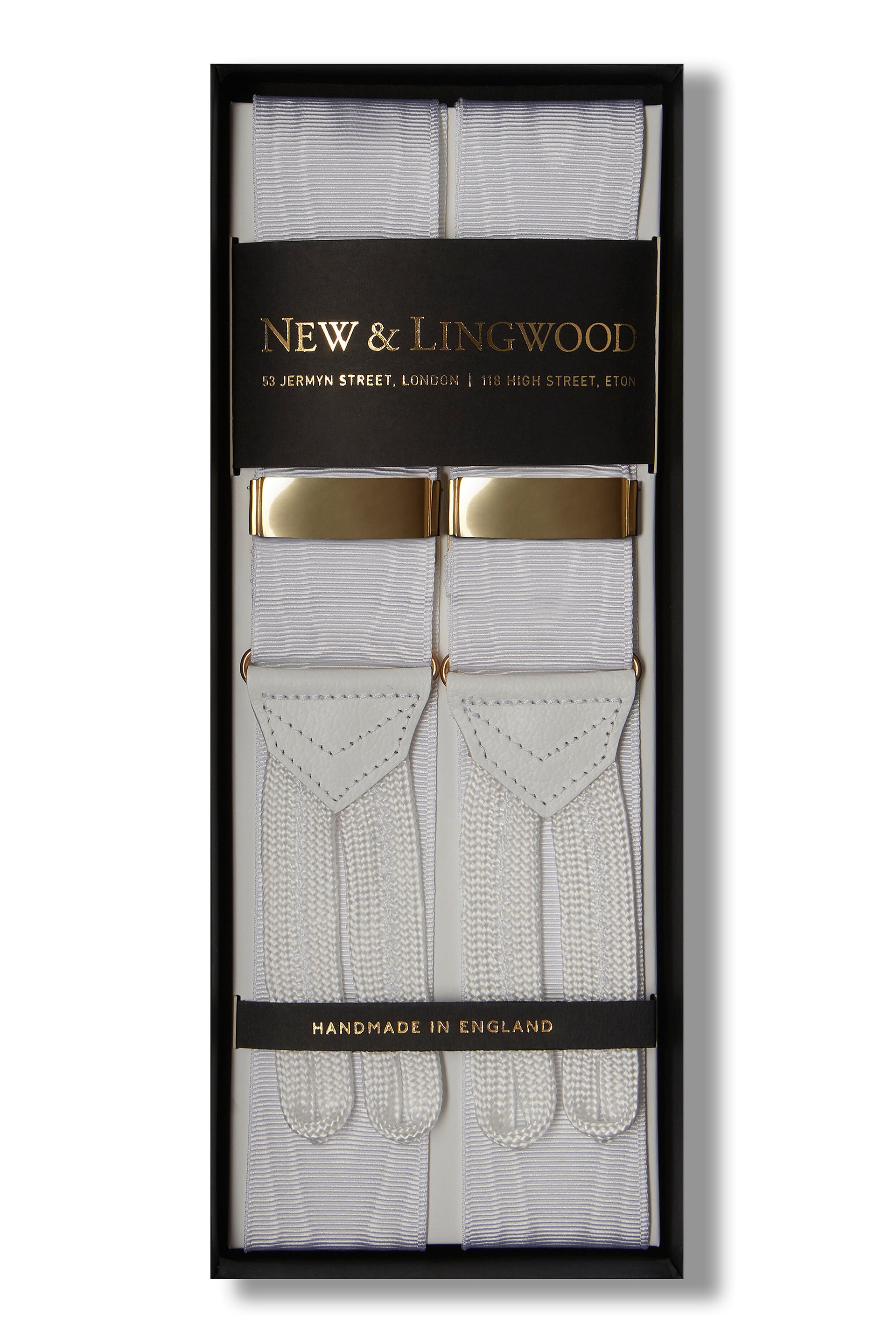 White Moire Braid End Braces 40mm