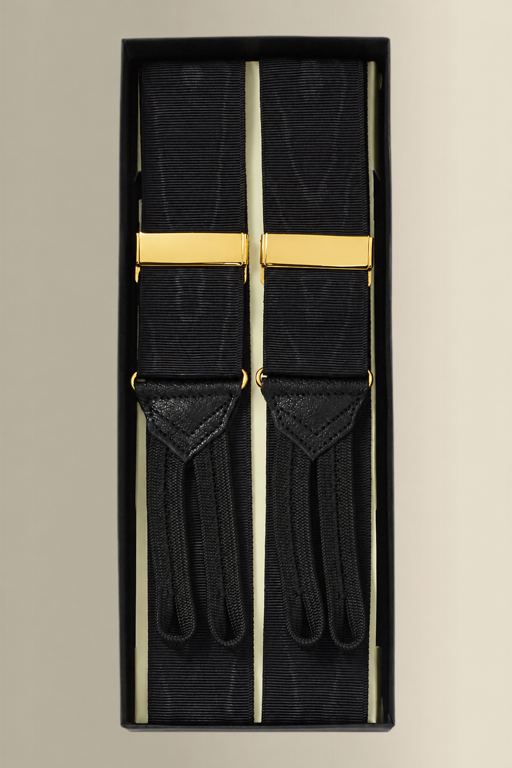 Black & Gilt Moire Braid End Braces 40mm