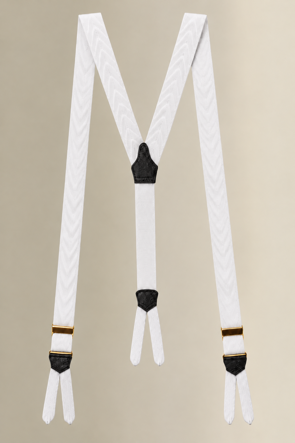 White & Gilt Moire Braid End Braces 32mm