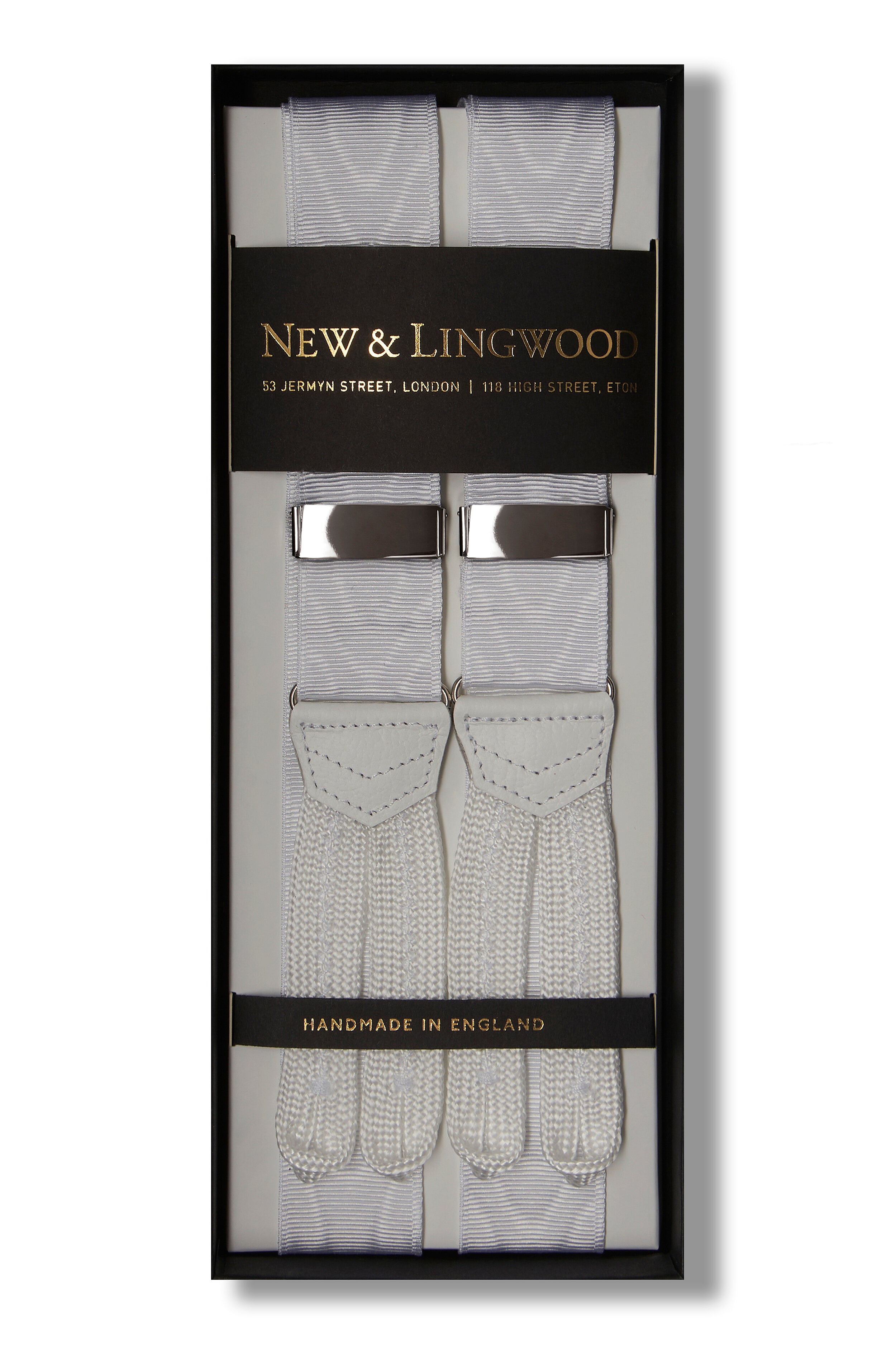 White Moire Braid End Braces 32mm