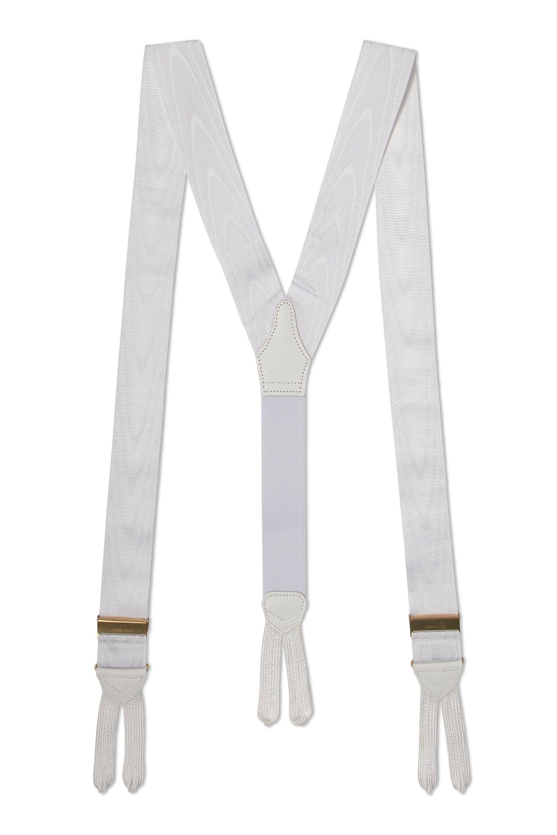 White Moire Braid End Braces 32mm