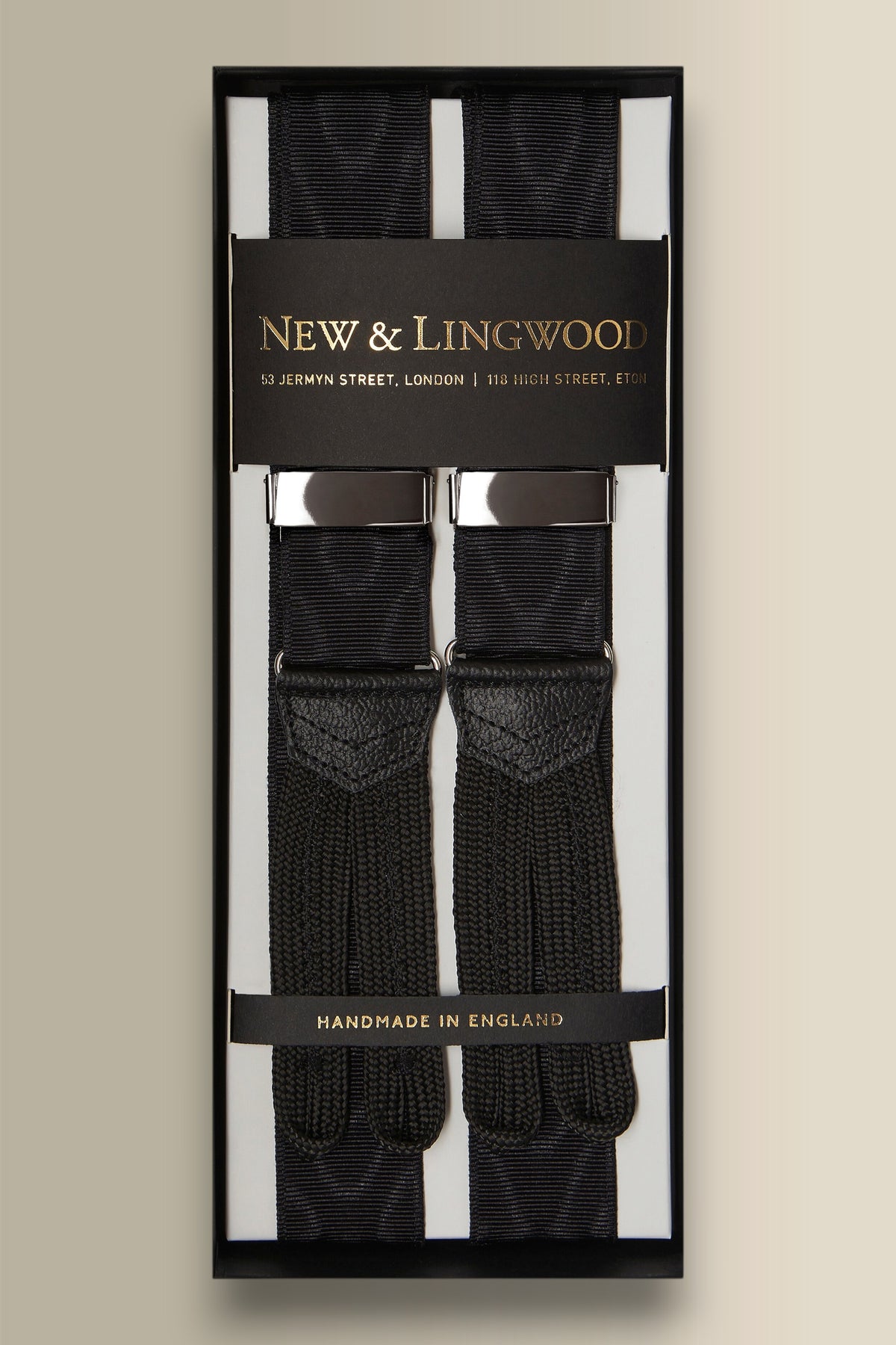 Black & Silver Moire Braid End Braces 32mm