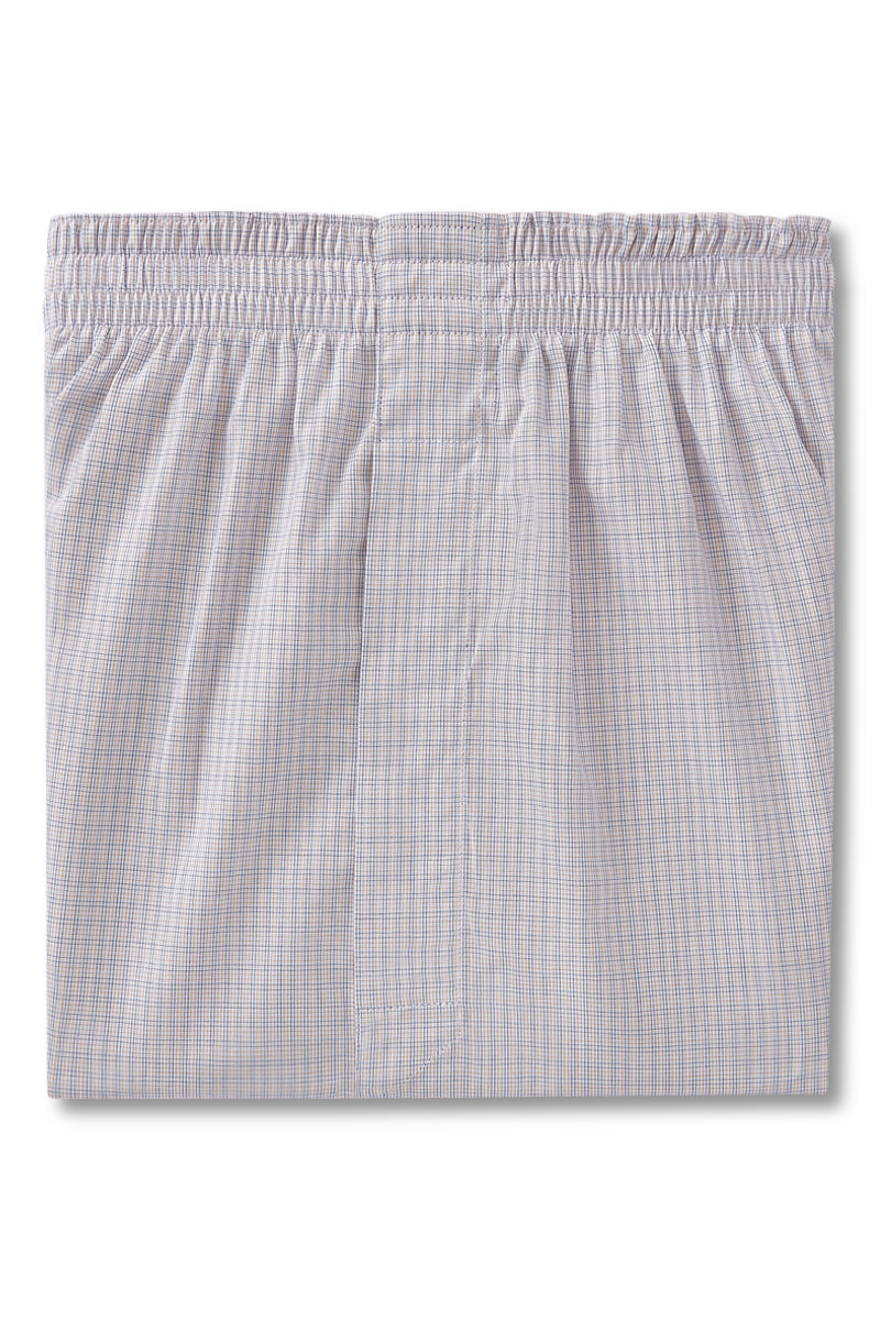 Blue & Yellow Check Cotton Boxer Shorts