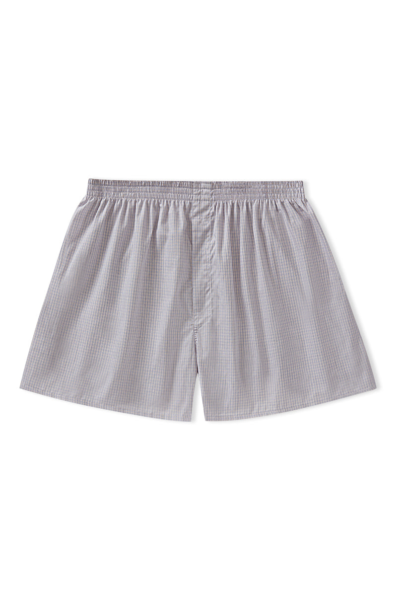 Blue & Yellow Check Cotton Boxer Shorts