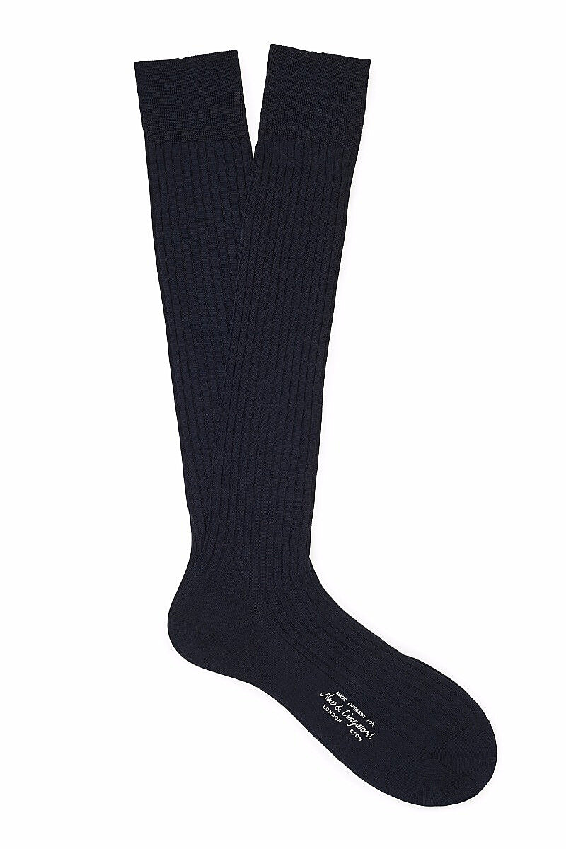 Navy Long Cotton Socks