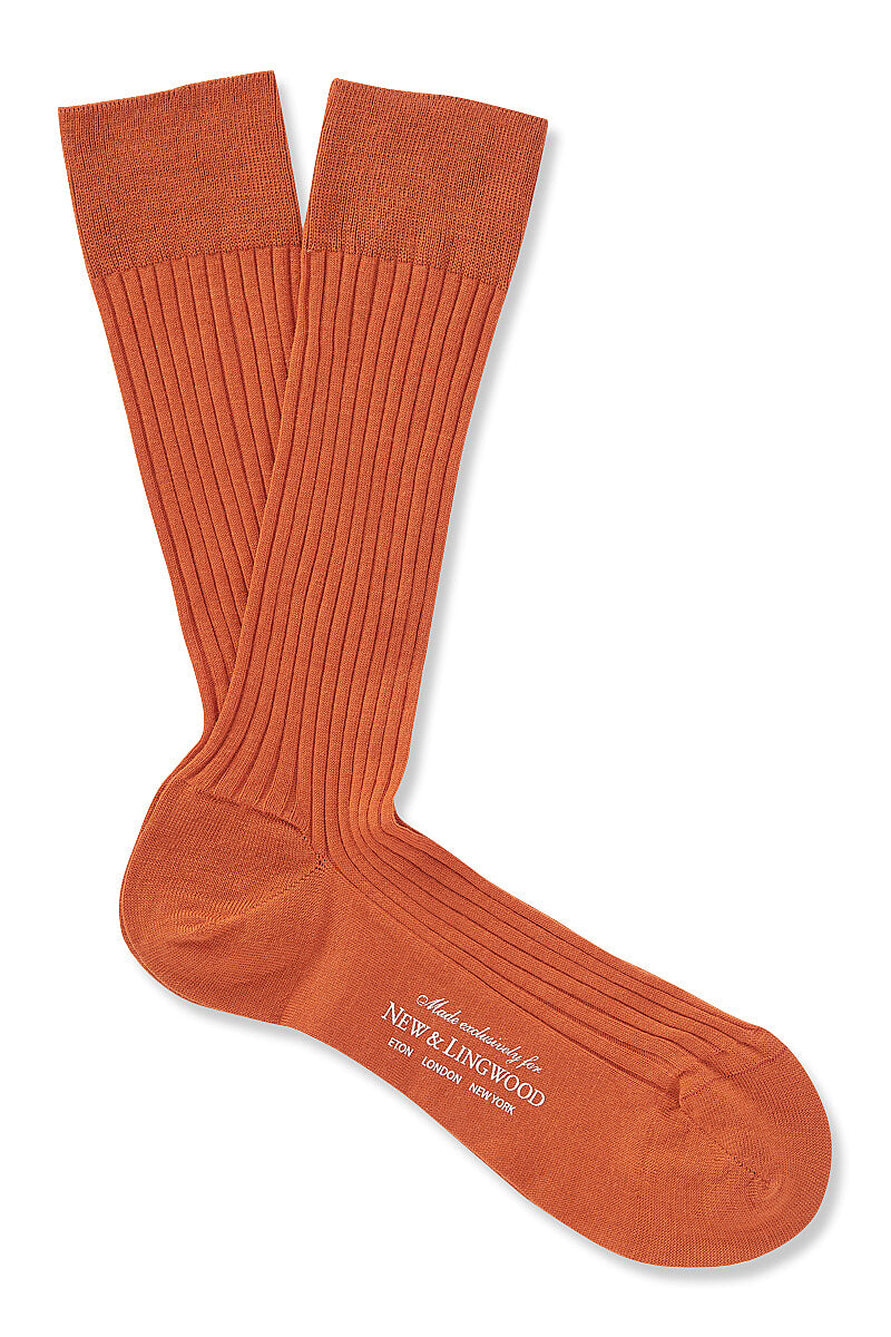 Burnt Orange Mid Calf Lightweight Wool Socks