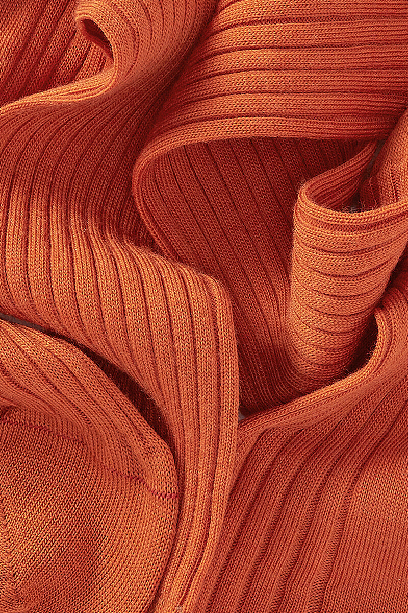 Burnt Orange Mid Calf Lightweight Wool Socks
