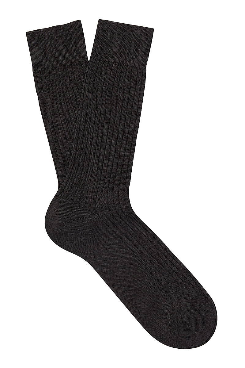 Dark Brown Mid Calf Cotton Socks