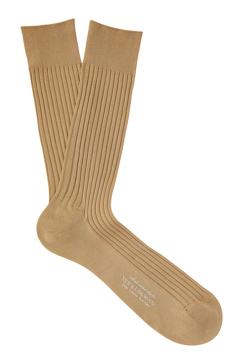 Light Khaki Mid Calf Cotton Socks