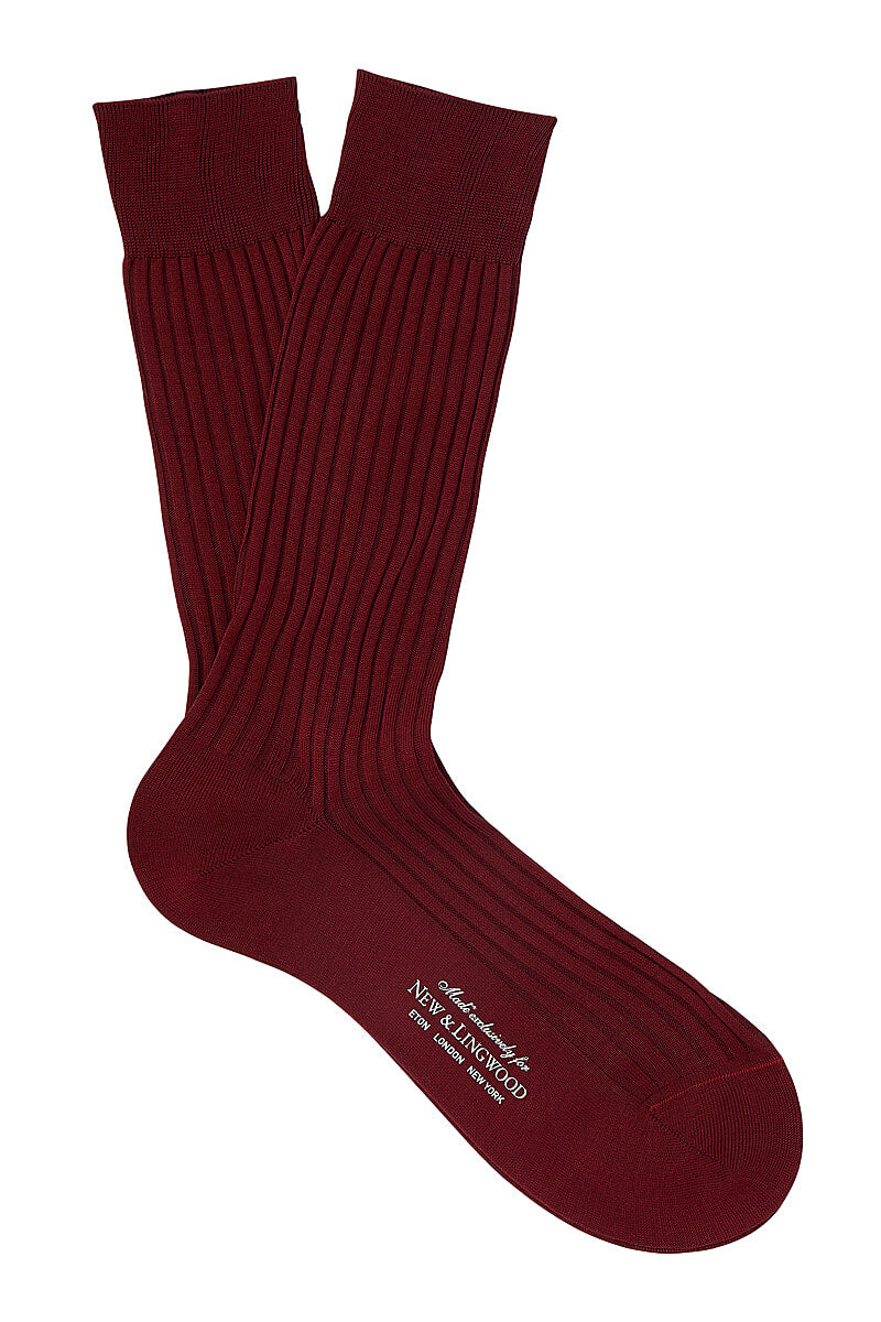 Wine Mid Calf Cotton Socks