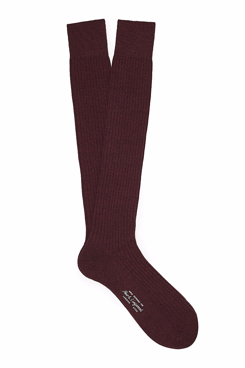 Maroon Long Lightweight Wool Socks