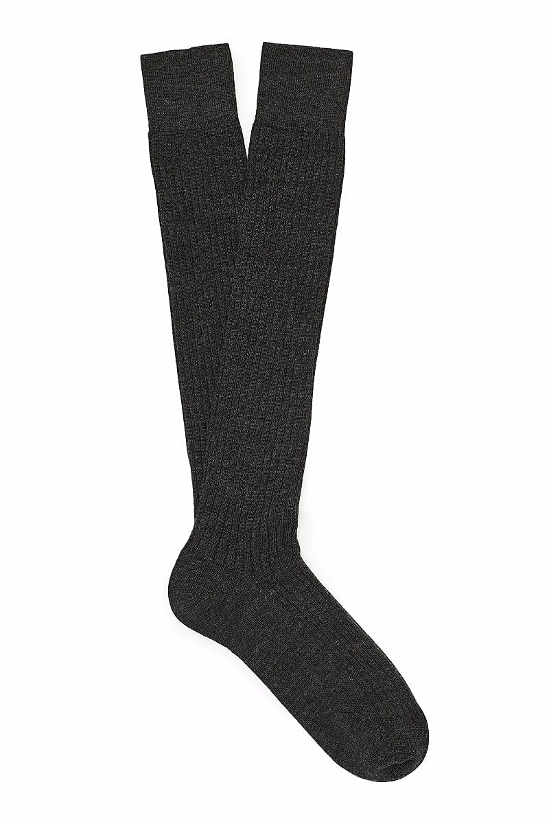 Dark Grey Long Lightweight Wool Socks