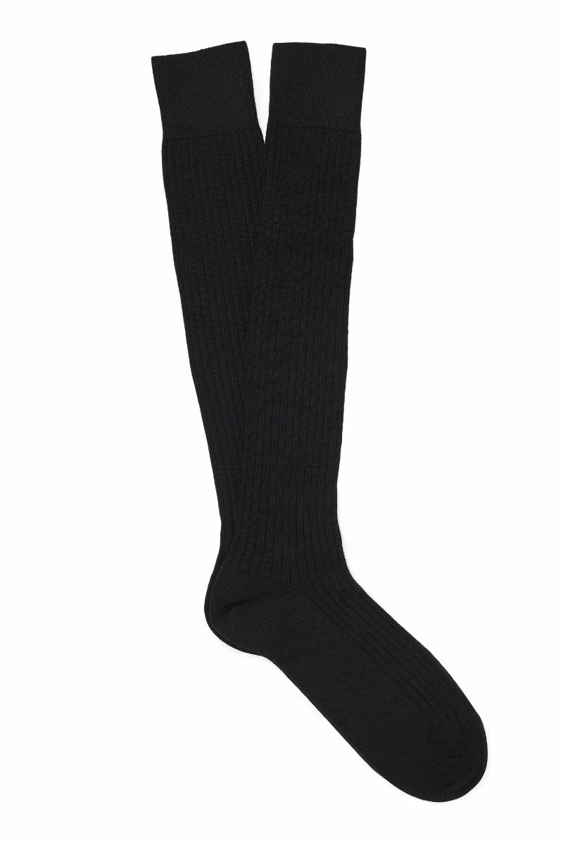 Black Long Lightweight Wool Socks