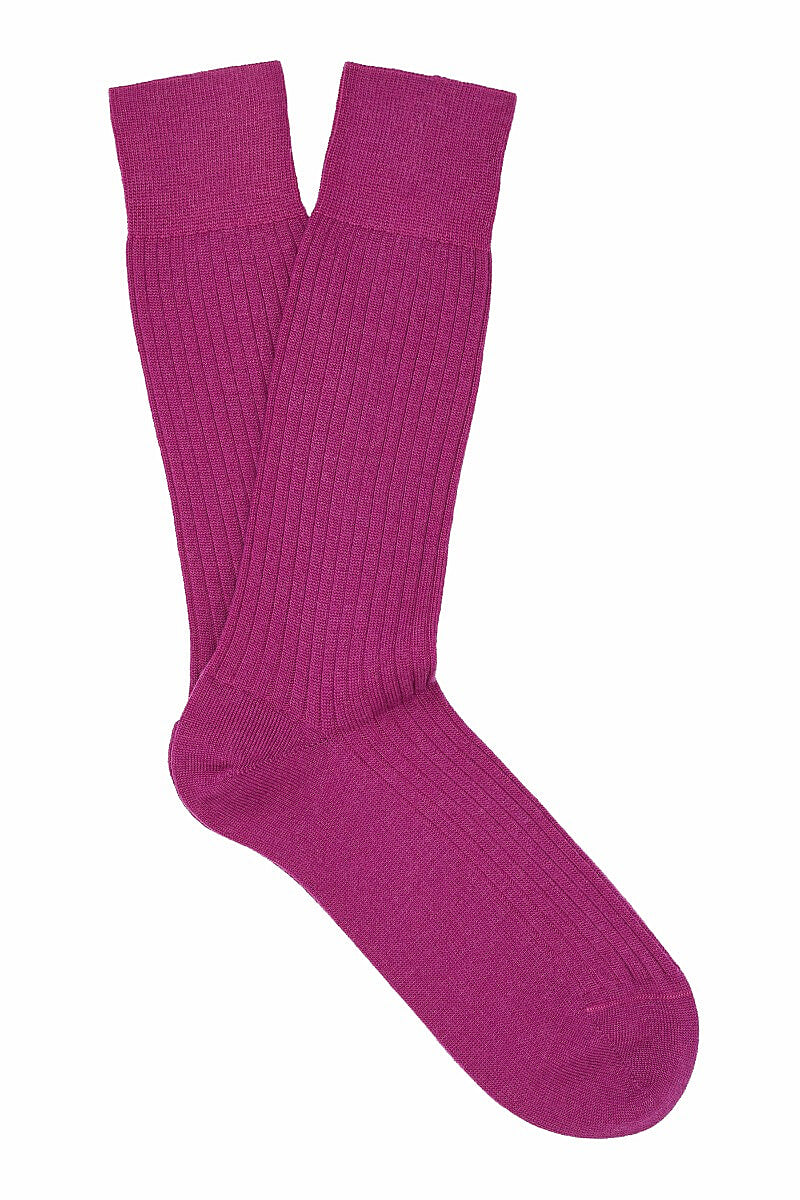 Magenta Mid Calf Lightweight Wool Socks