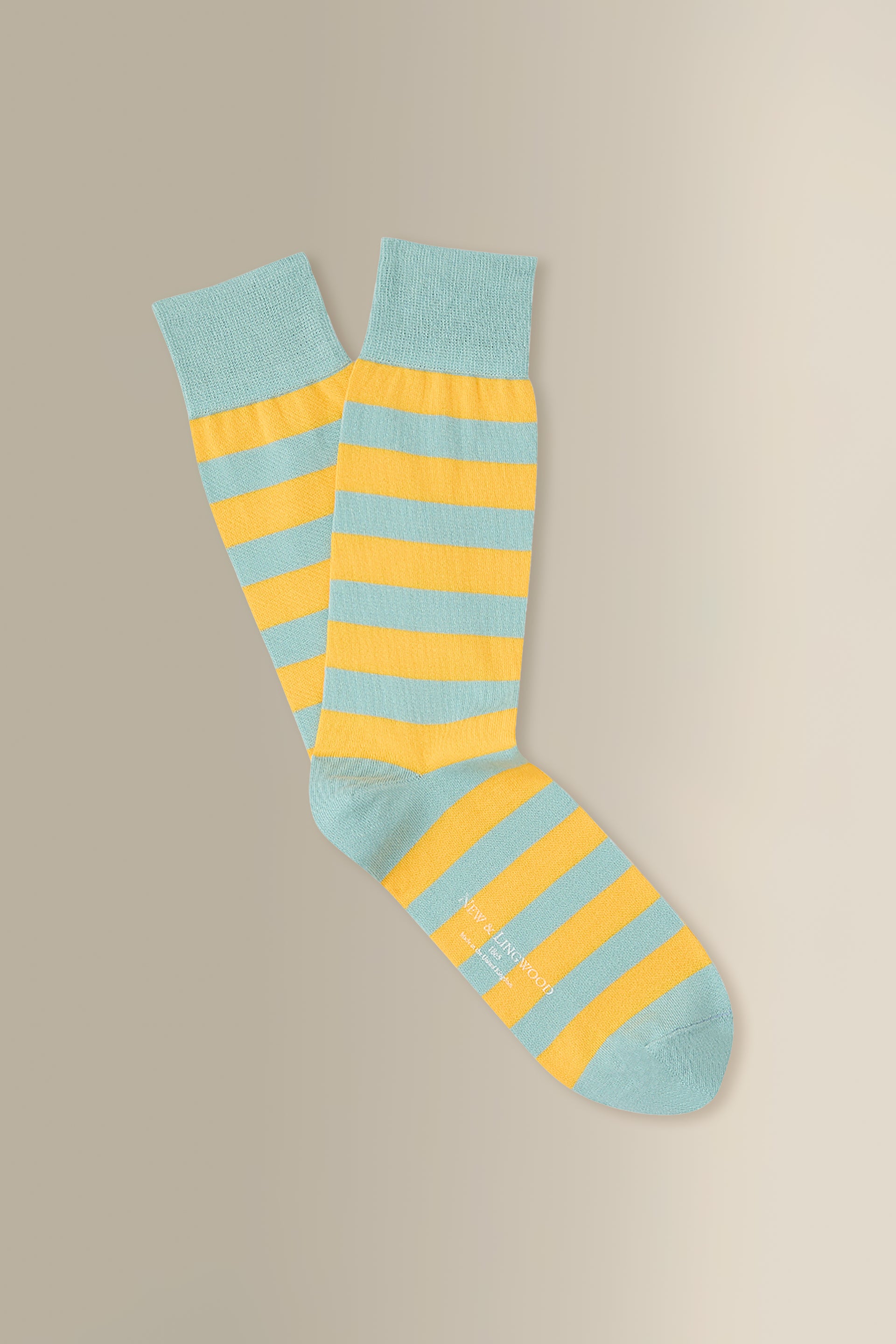 Yellow & Sky Stripe Mid Calf Cotton Socks