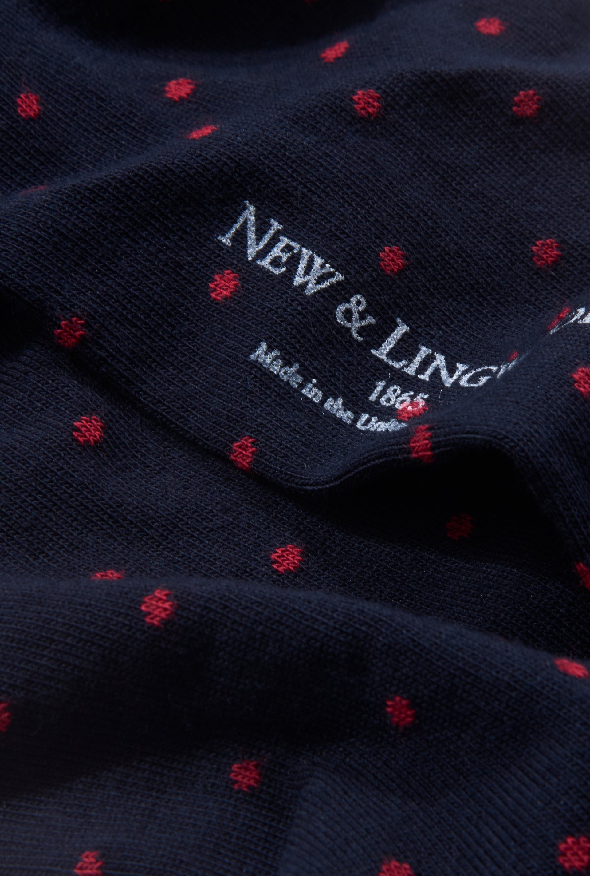 Navy & Red Polka Dot Mid Calf Cotton Socks