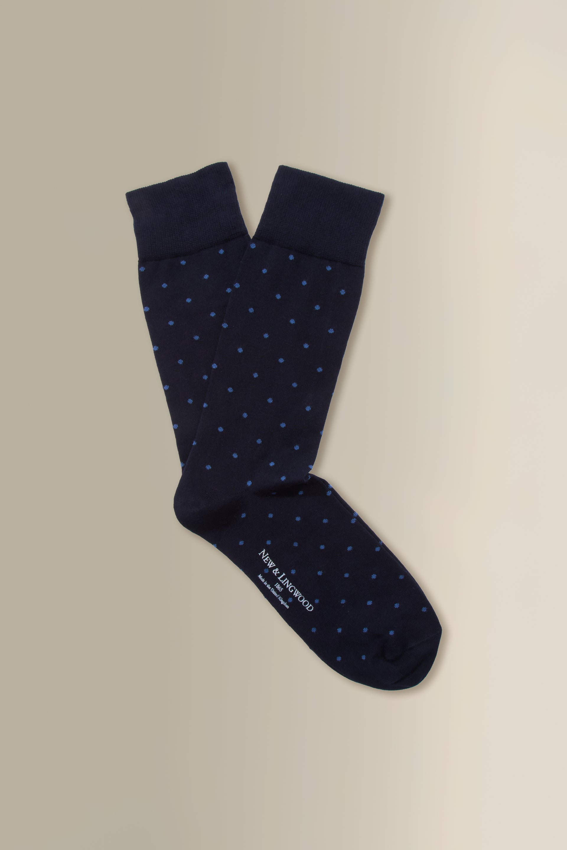 Navy & Blue Polka Dot Mid Calf Cotton Socks
