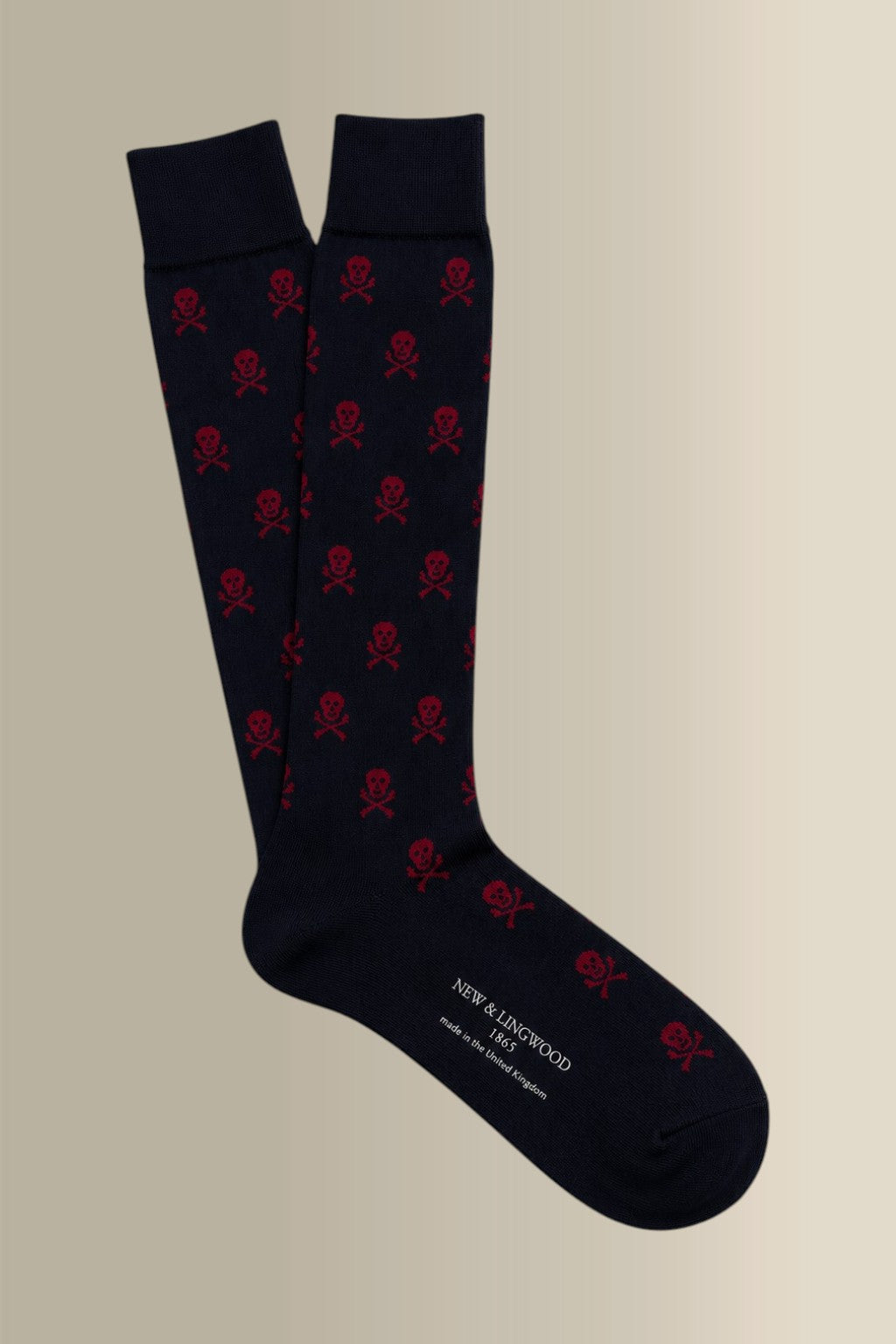 Navy & Red Heritage Skull & Crossbones Long Cotton Socks