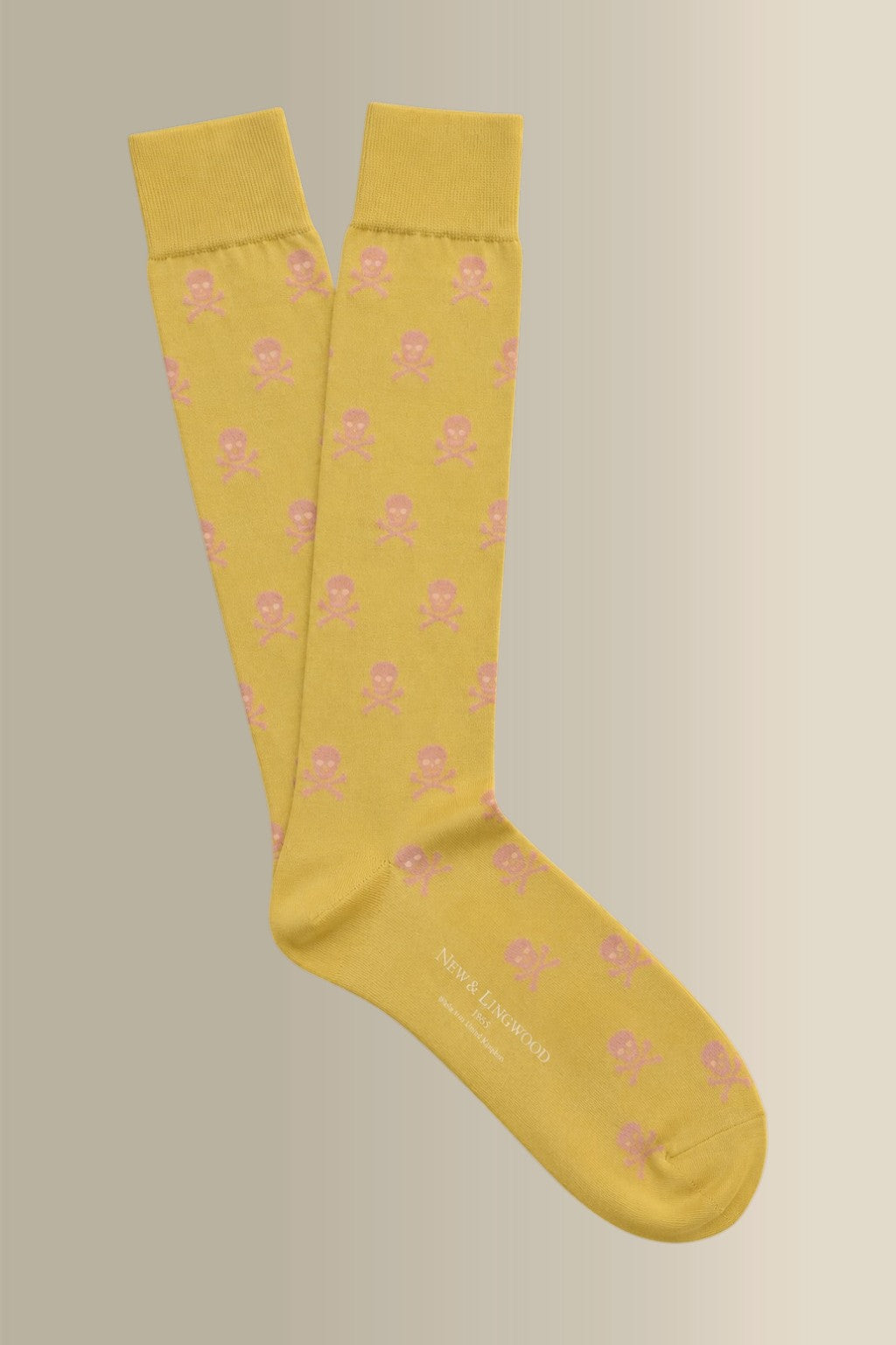 Yellow & Pink Heritage Skull & Crossbones Long Cotton Socks