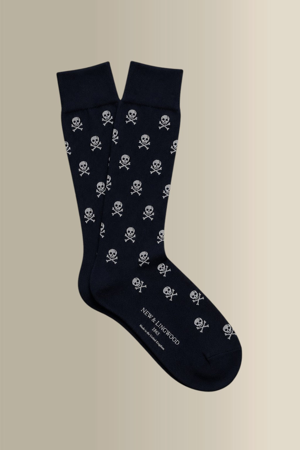 Navy & White Heritage Skull & Crossbones Mid Calf Cotton Socks