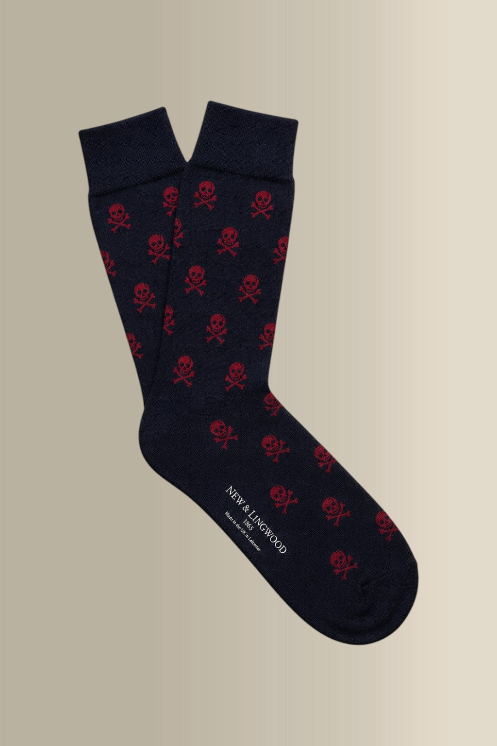 Navy & Red Heritage Skull & Crossbones Mid Calf Cotton Socks