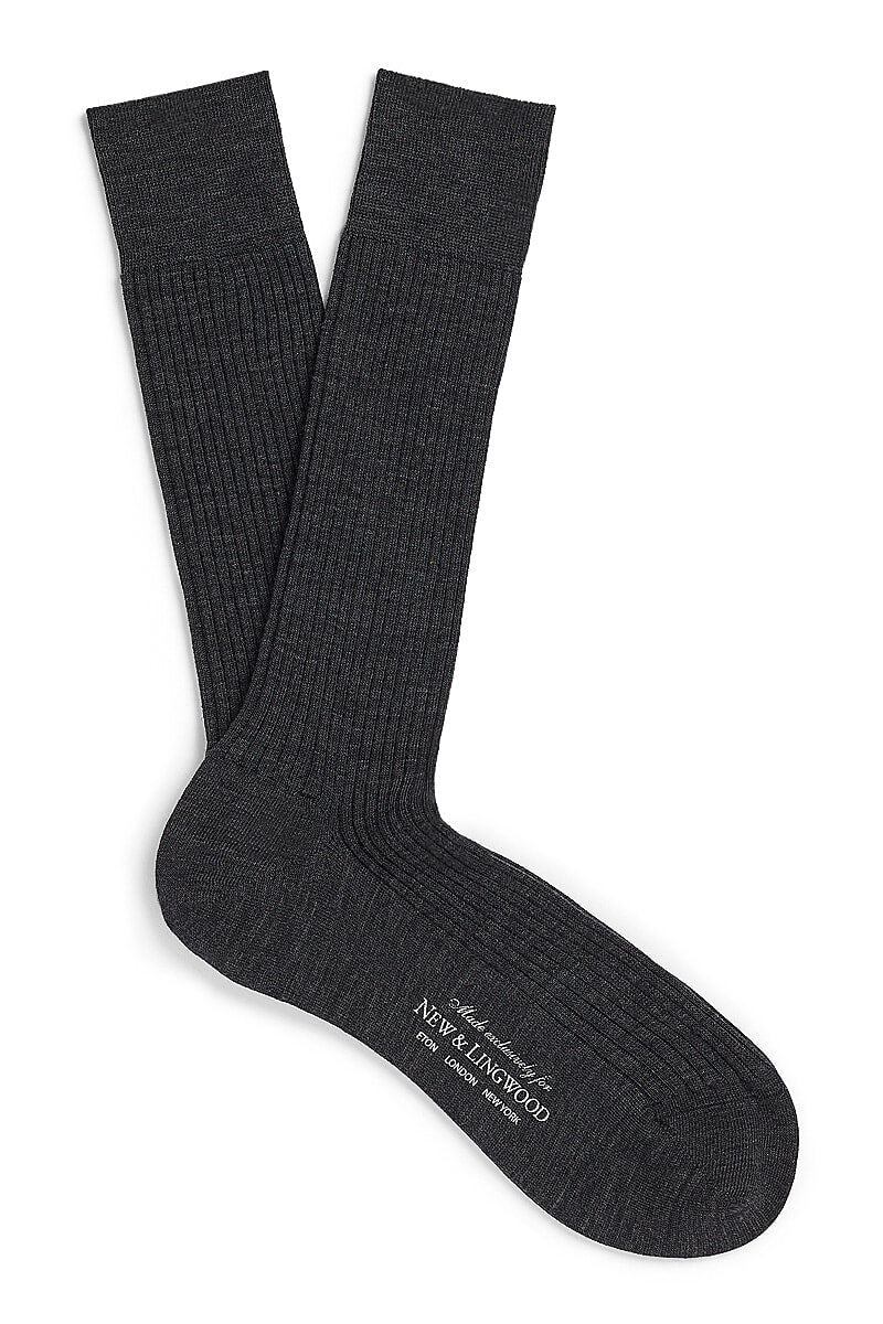 Grey Mid Calf Midweight Wool Socks