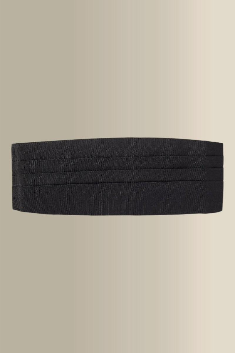 Black Silk Ribbed Cummerbund