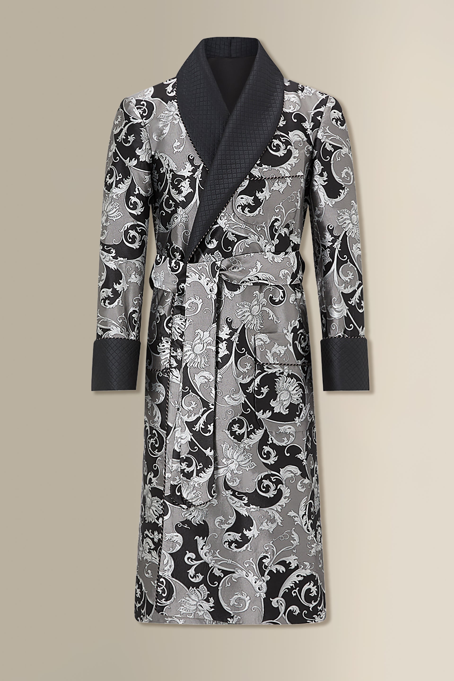 Black Moscardino Paisley Lined Silk Dressing Gown