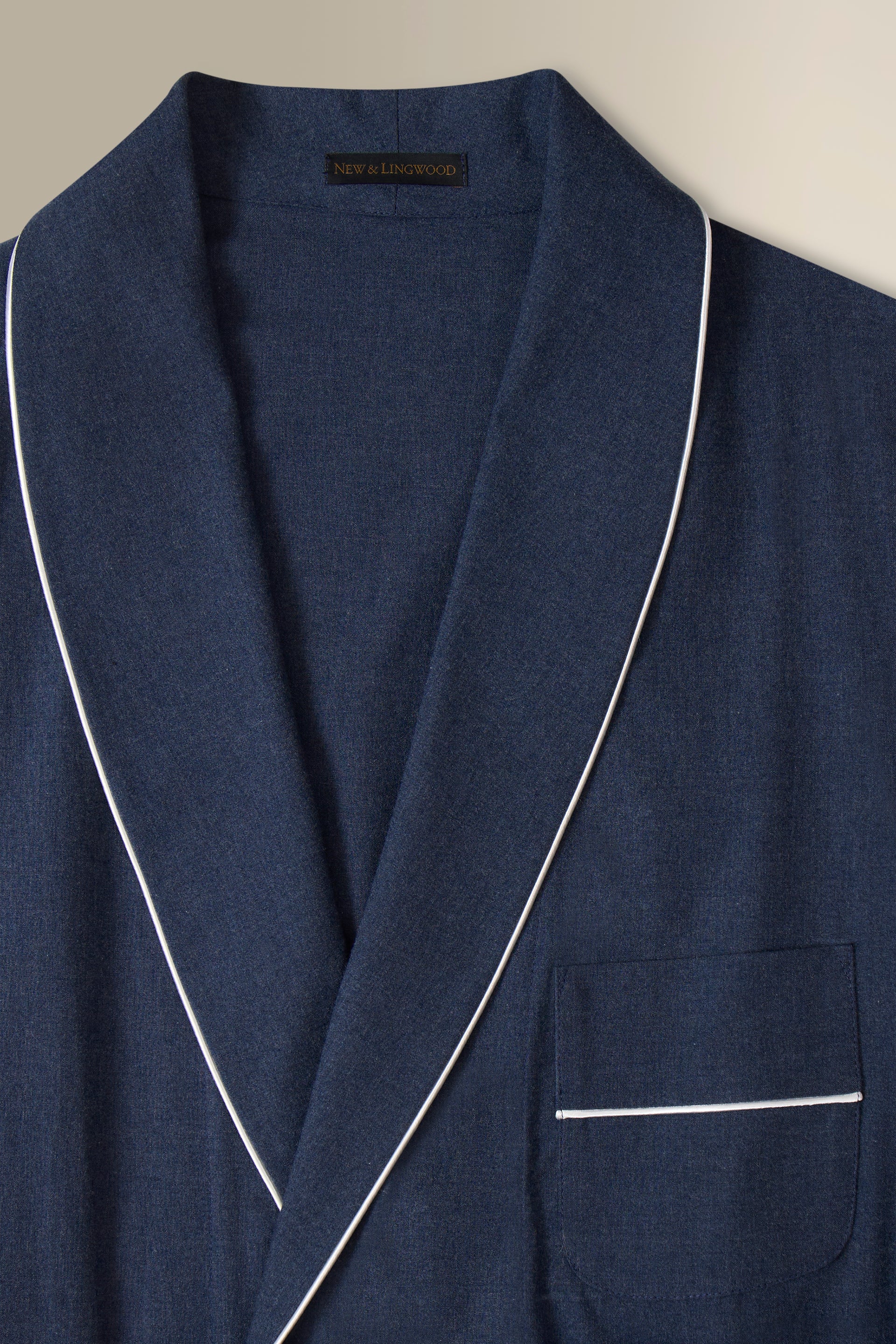 Navy Unlined Brushed Cotton Dressing Gown
