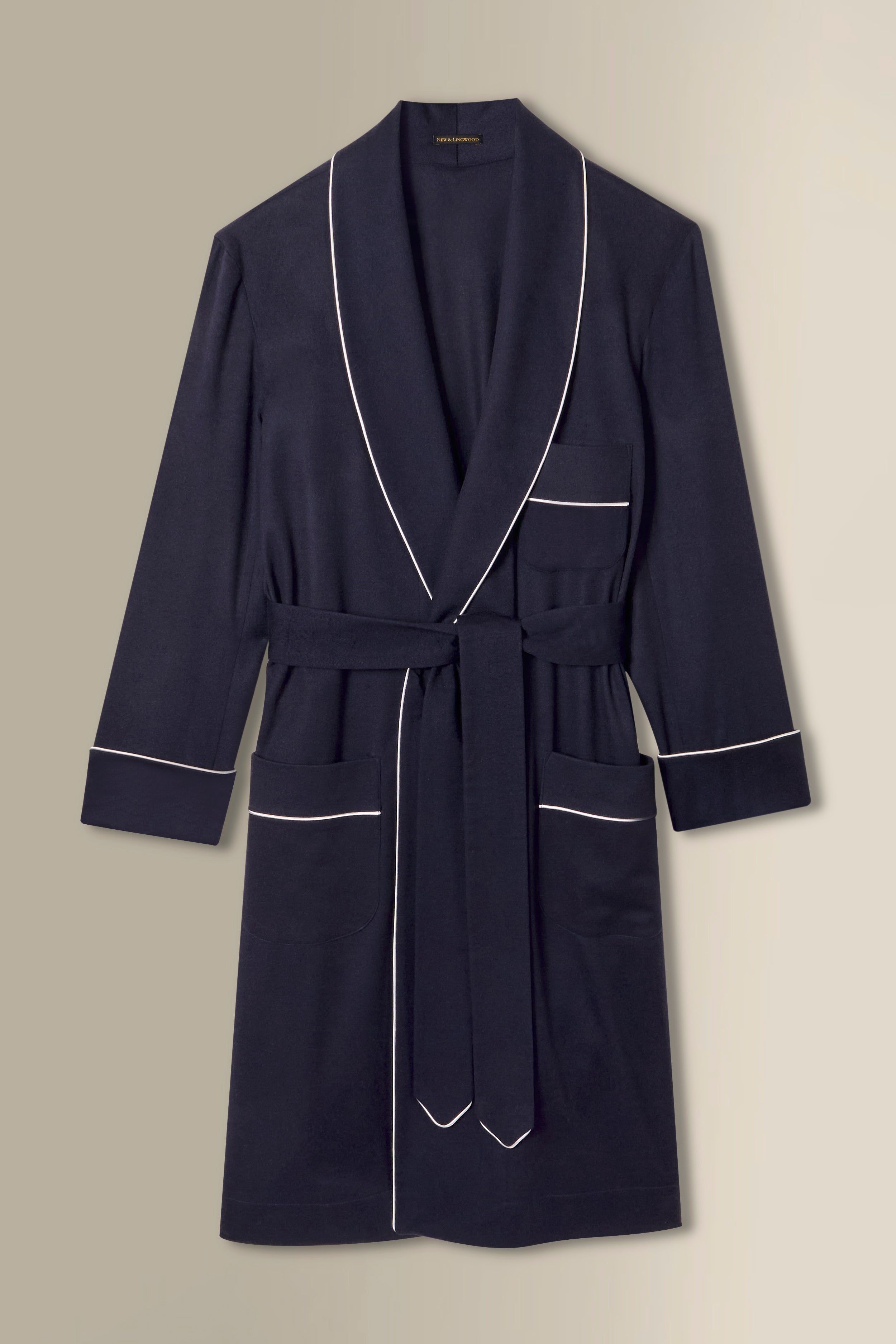Navy Unlined Cashmere Dressing Gown