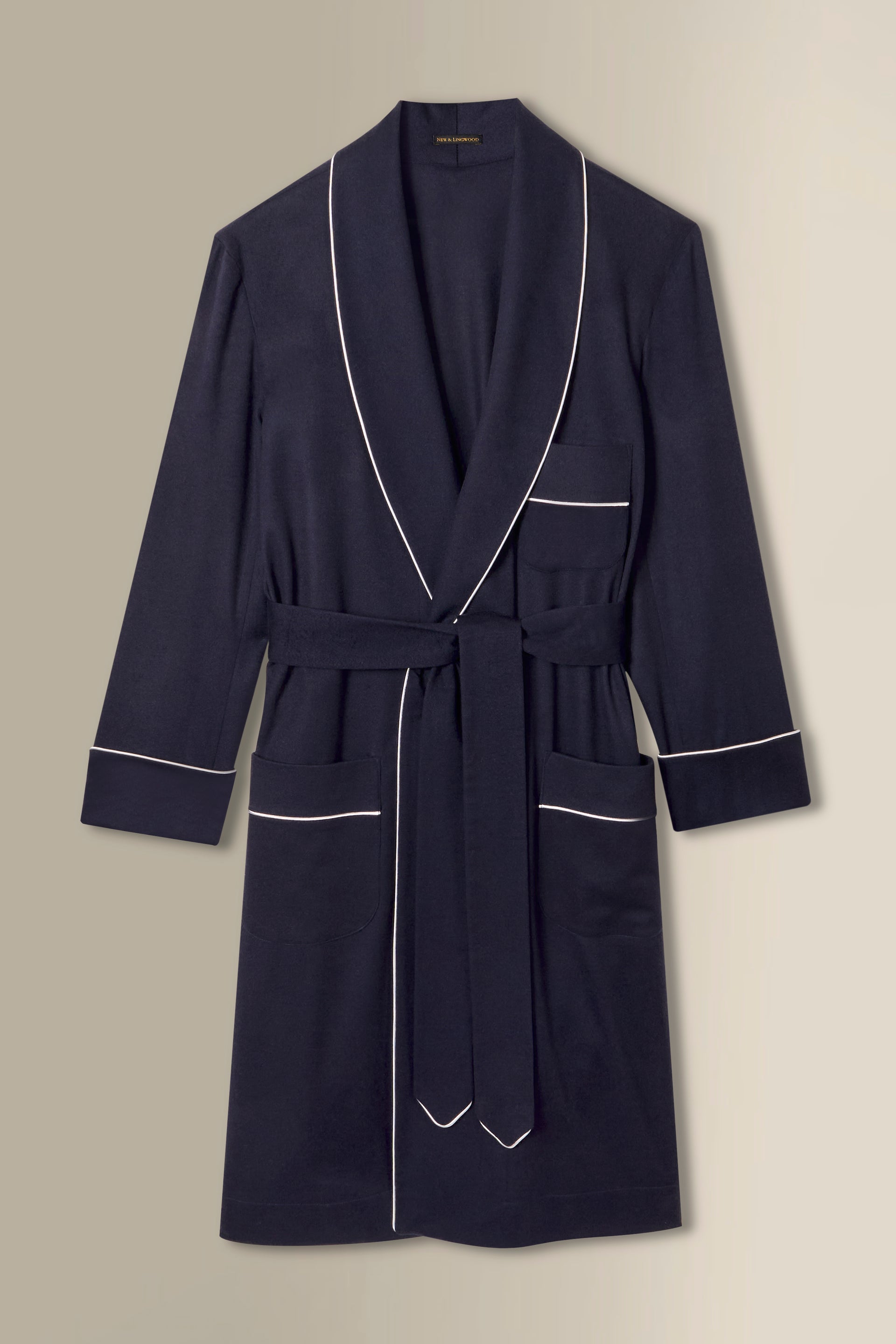 Navy Unlined Cashmere Dressing Gown