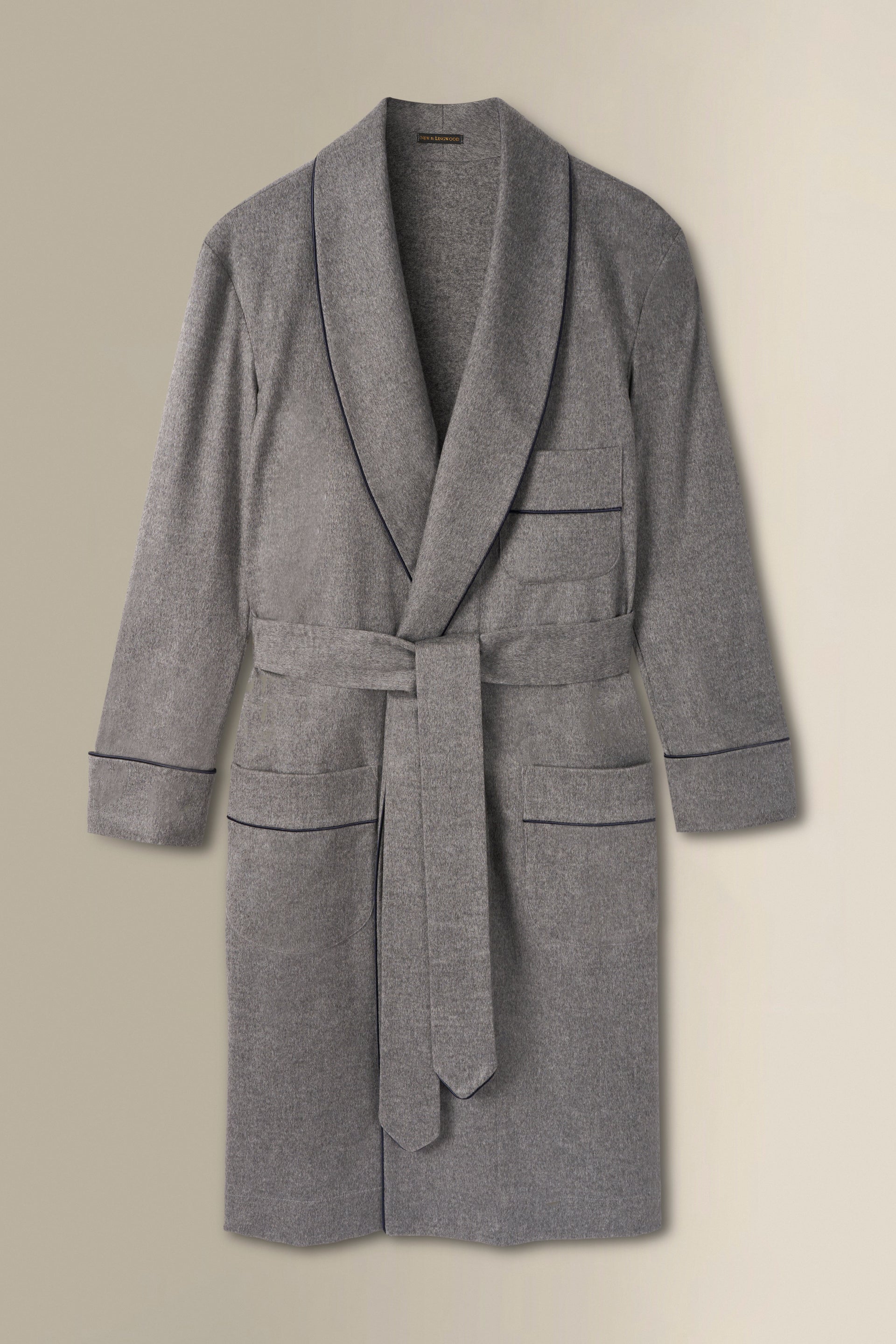 Grey Unlined Cashmere Dressing Gown
