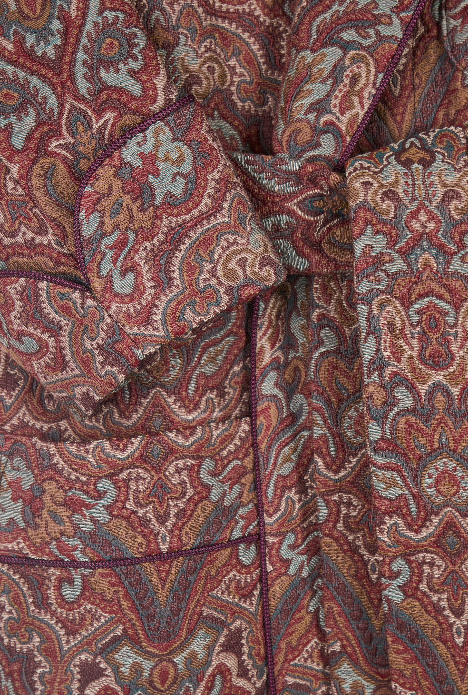 Red Paisley Unlined Wool Dressing Gown