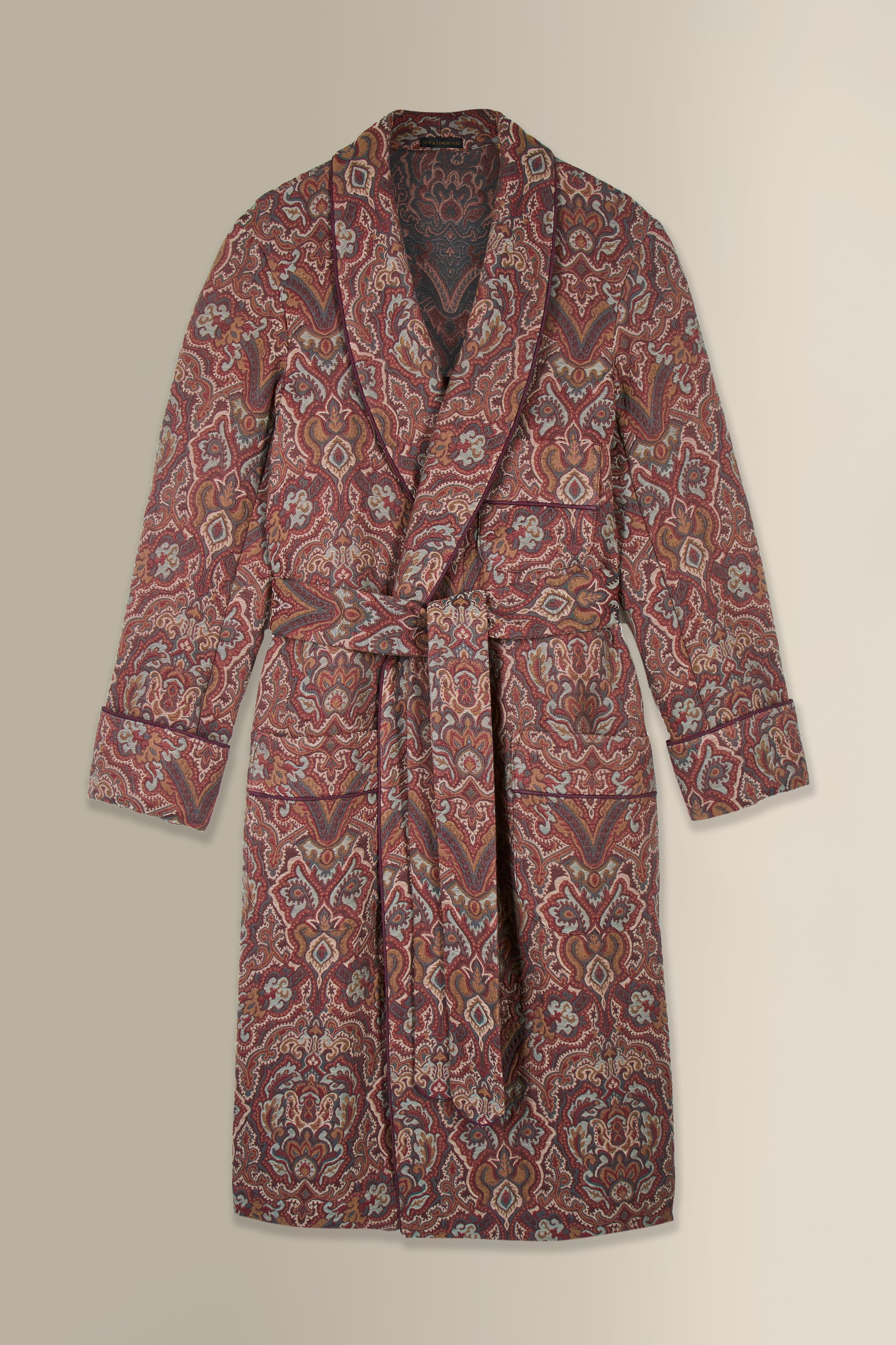 Red Paisley Unlined Wool Dressing Gown
