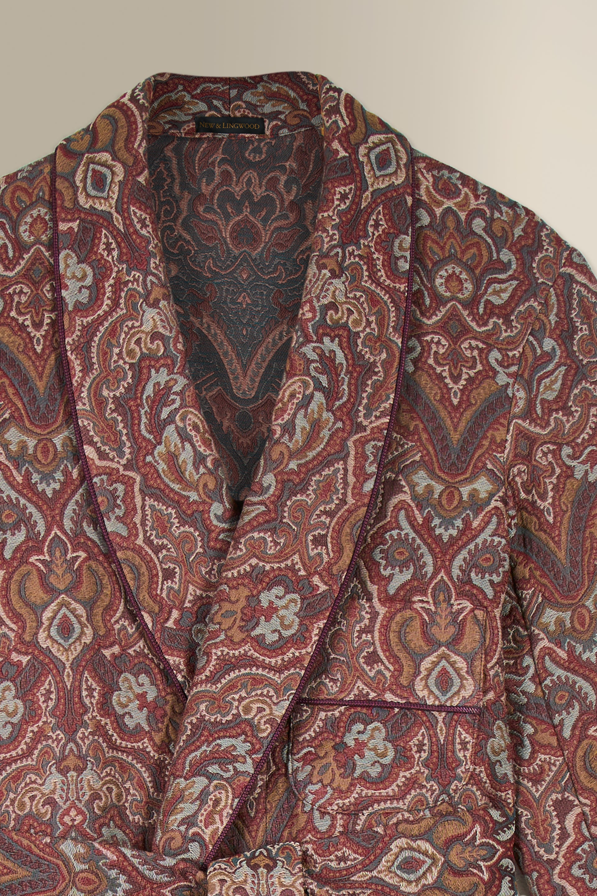 Red Paisley Unlined Wool Dressing Gown