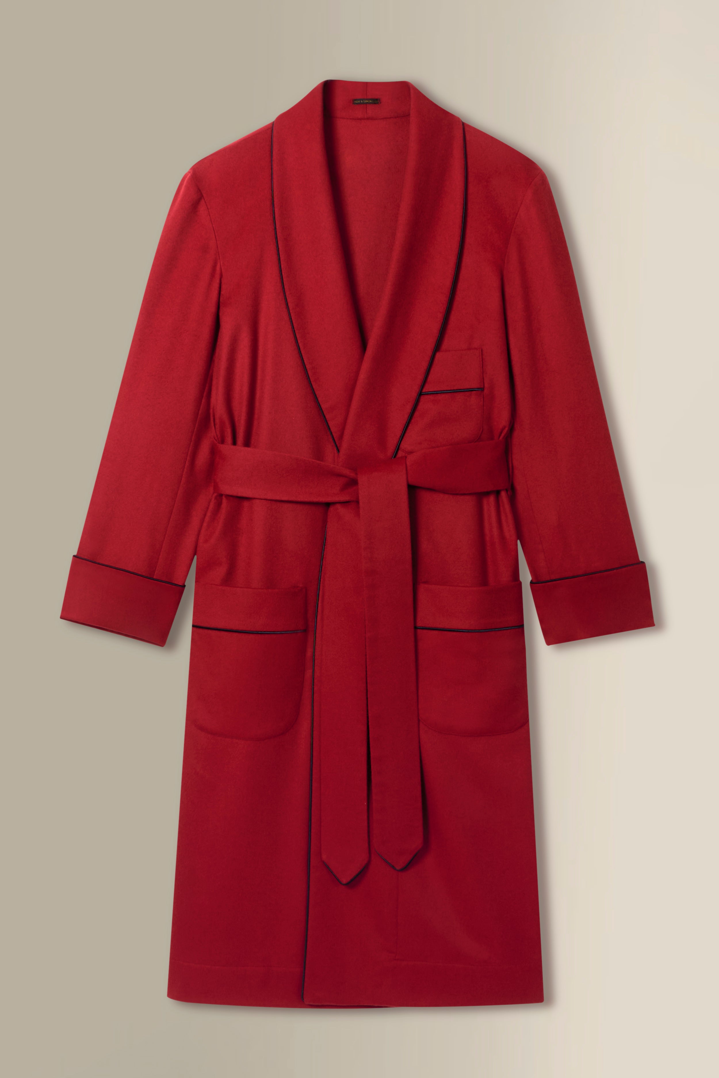 Red Unlined Cashmere Dressing Gown