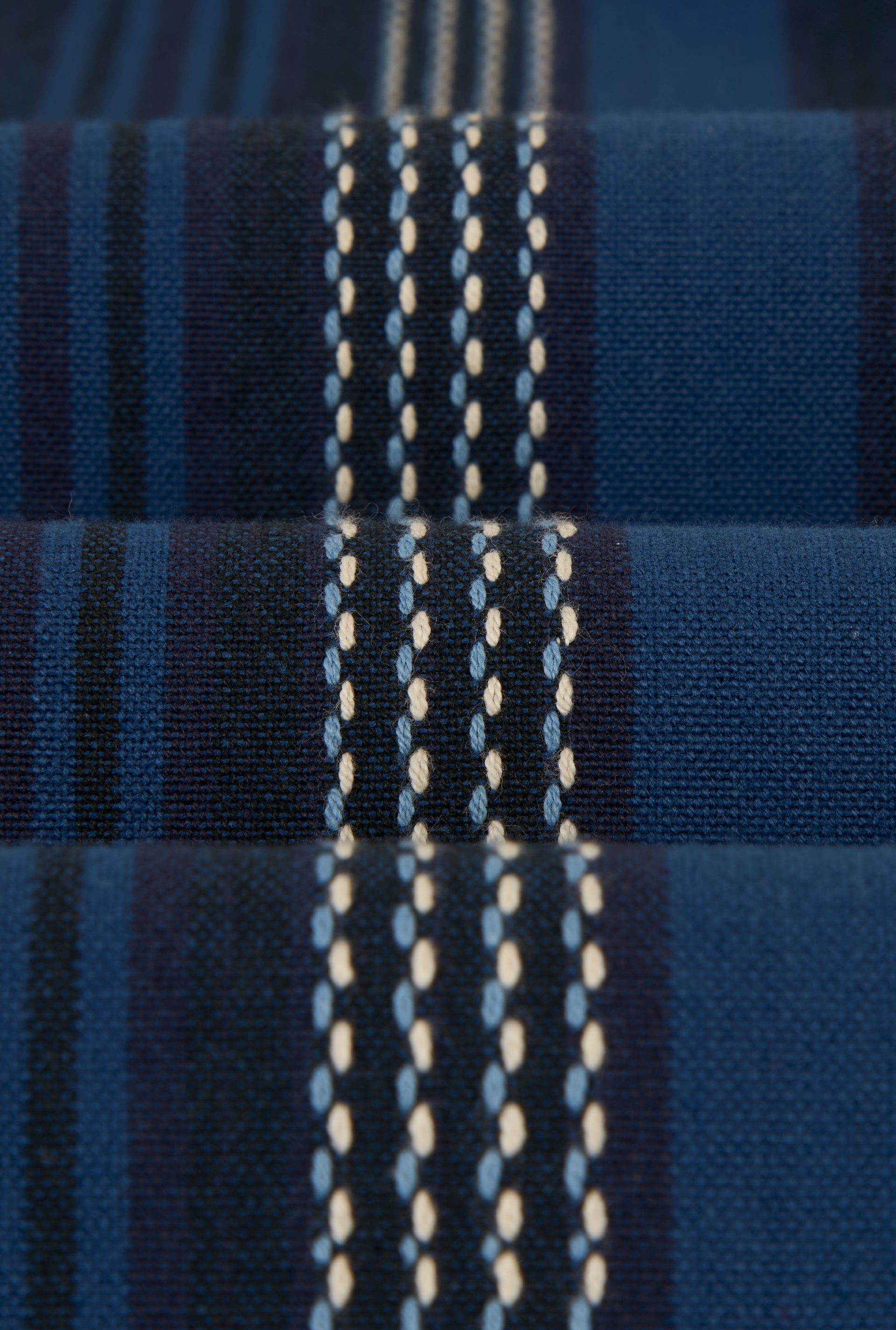 Navy Stripe Unlined Madras Dressing Gown