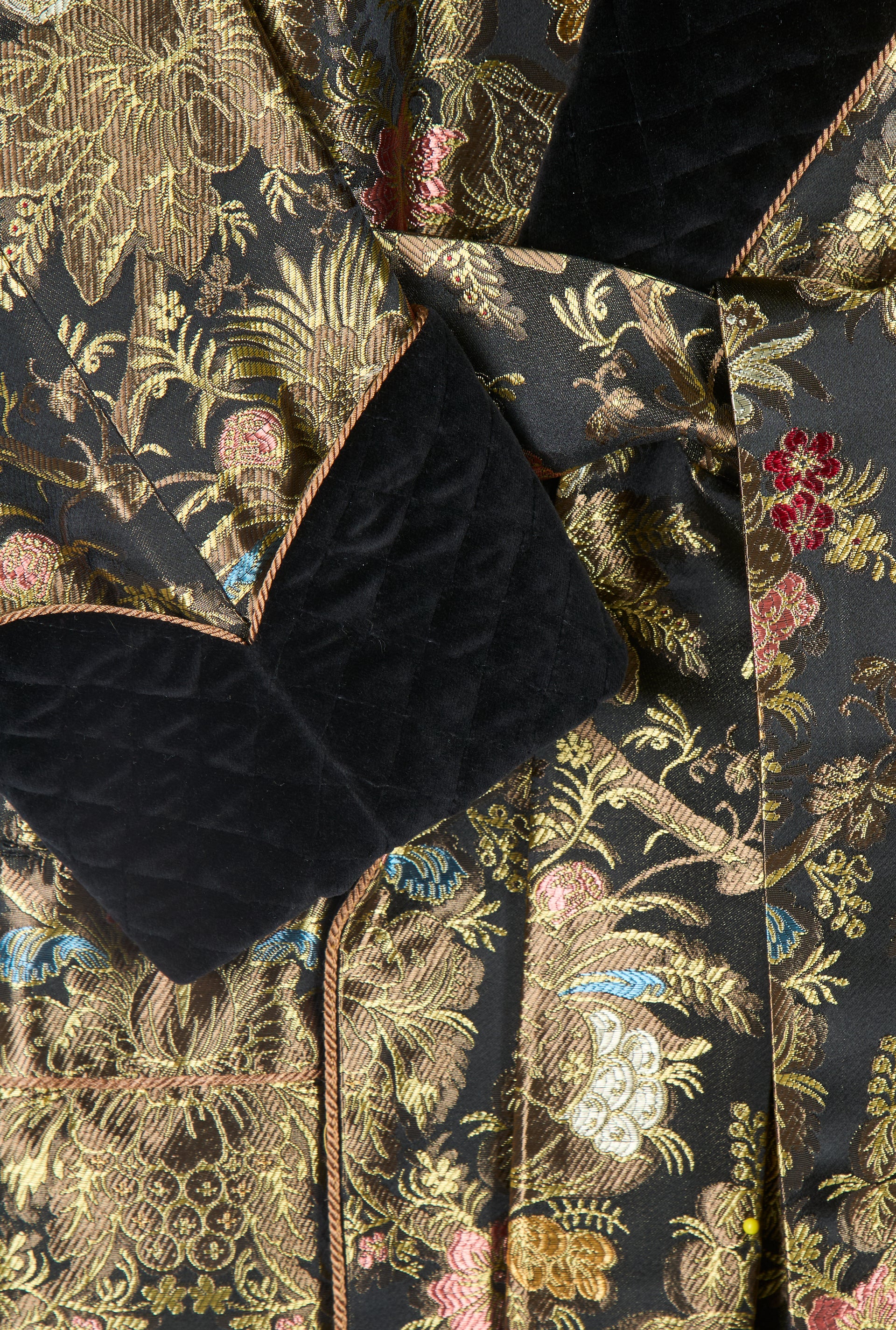 Isabella Noir Velvet Trim Lined Dressing Gown