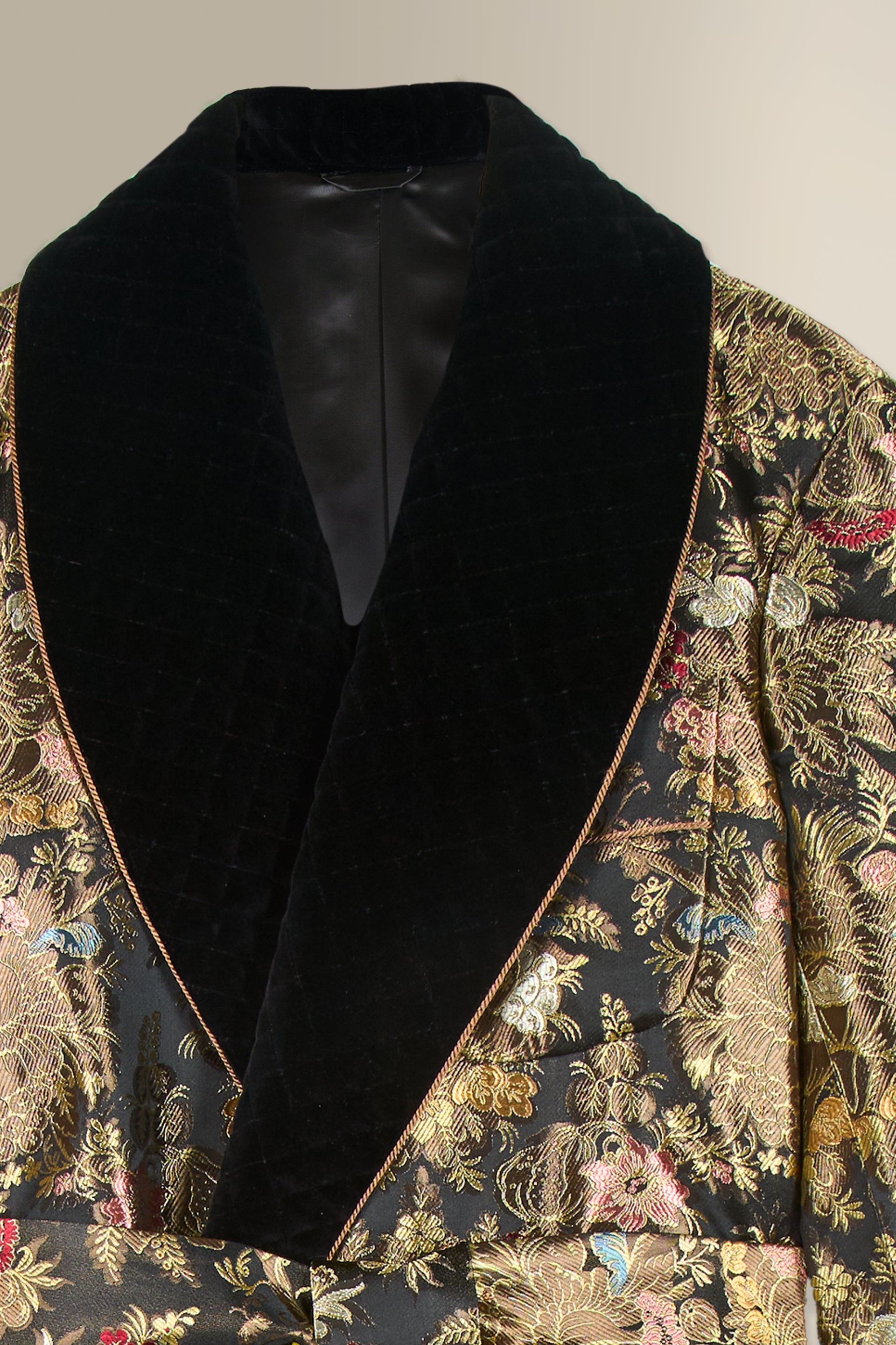 Isabella Noir Velvet Trim Lined Dressing Gown