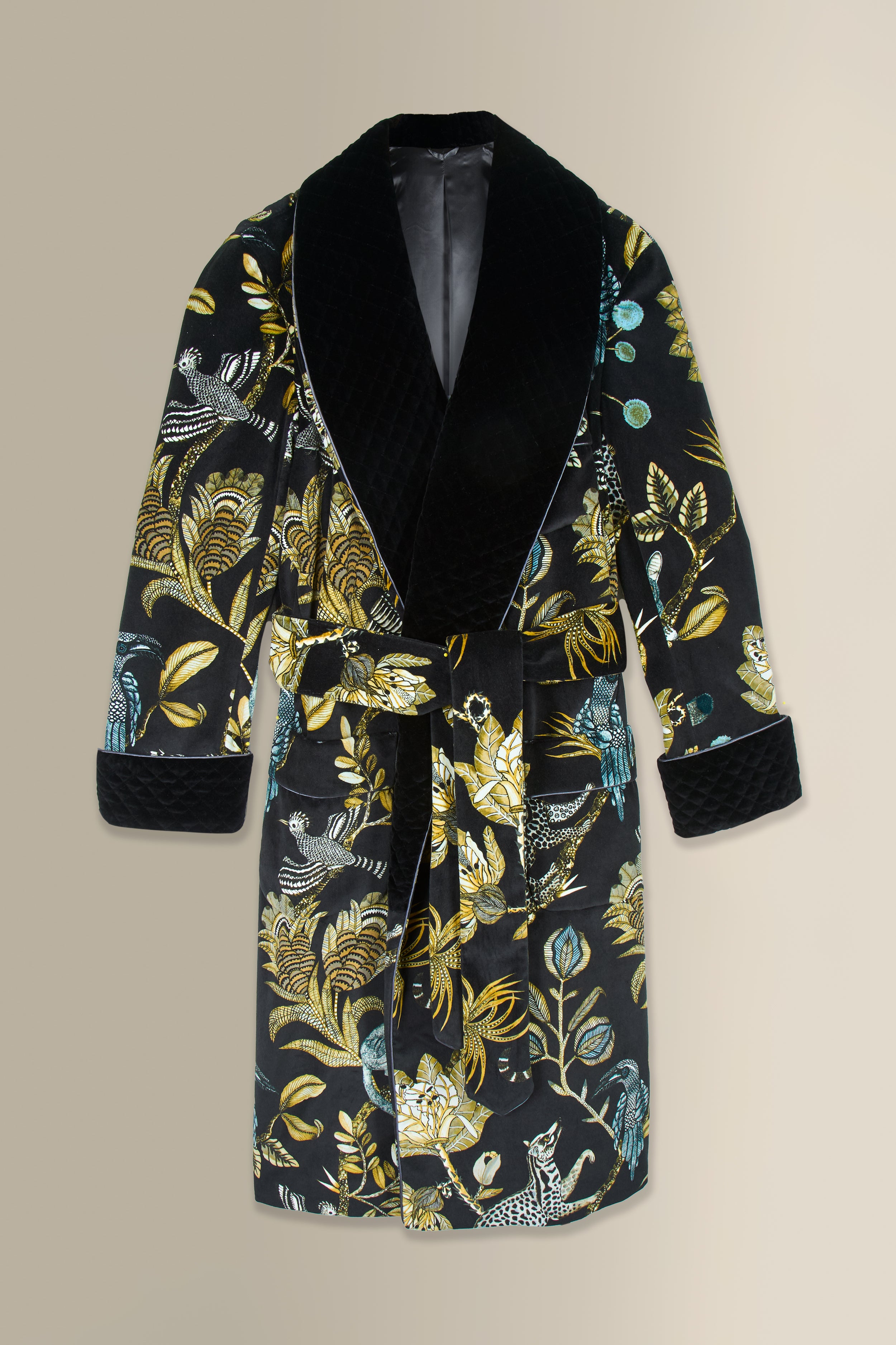 Black Camp Critters Velvet Lined Dressing Gown
