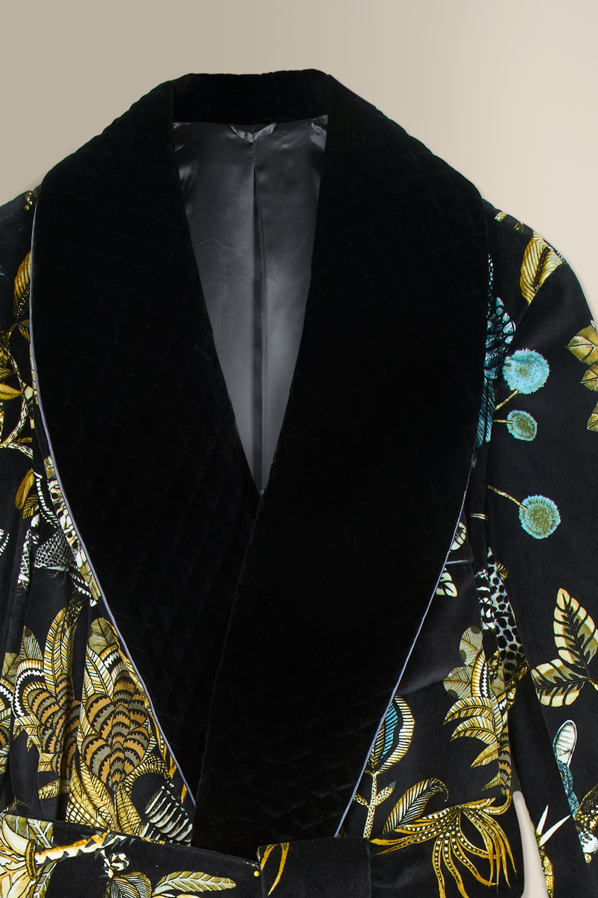 Black Camp Critters Velvet Lined Dressing Gown
