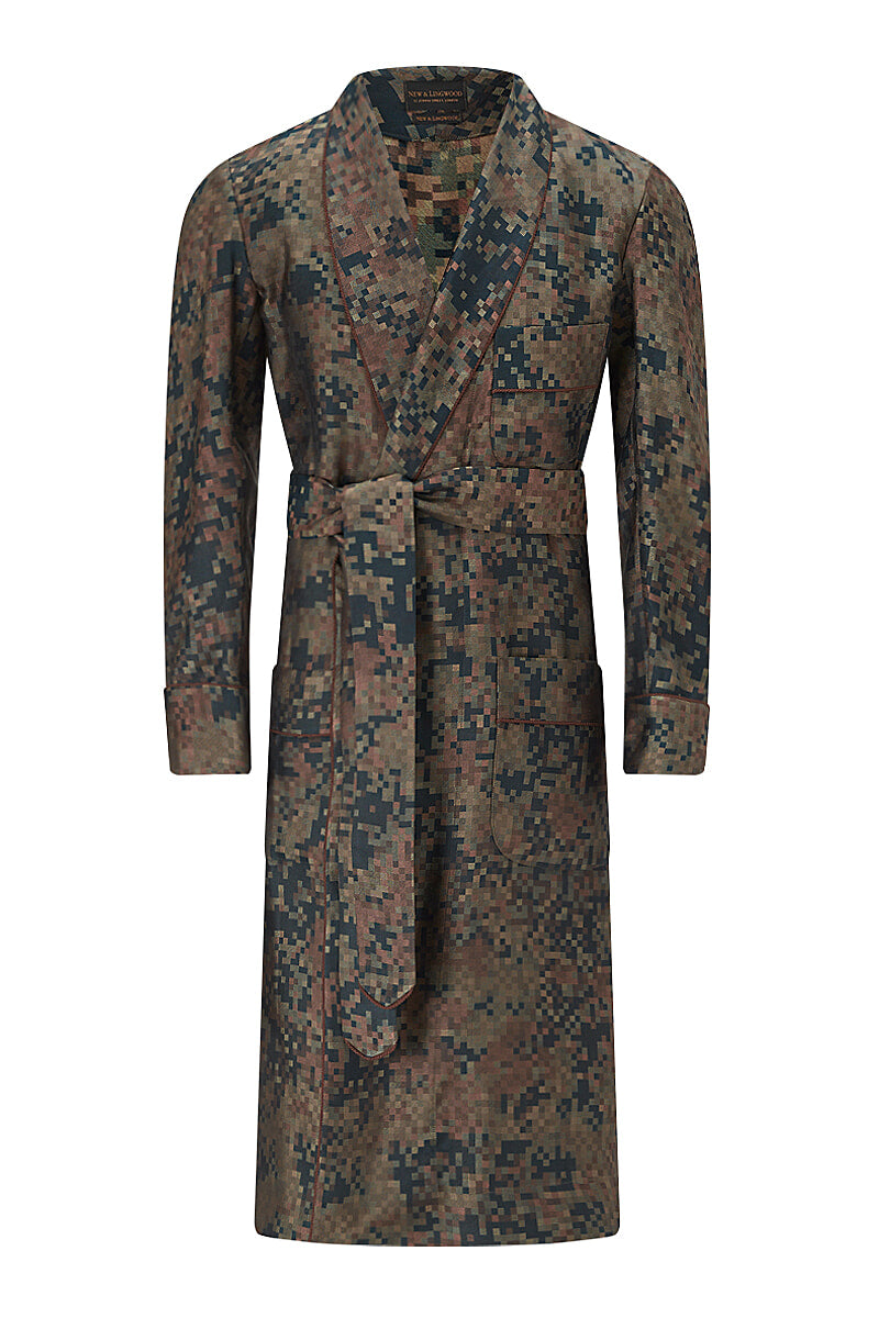 Pixelated Camo Unlined Silk Dressing Gown