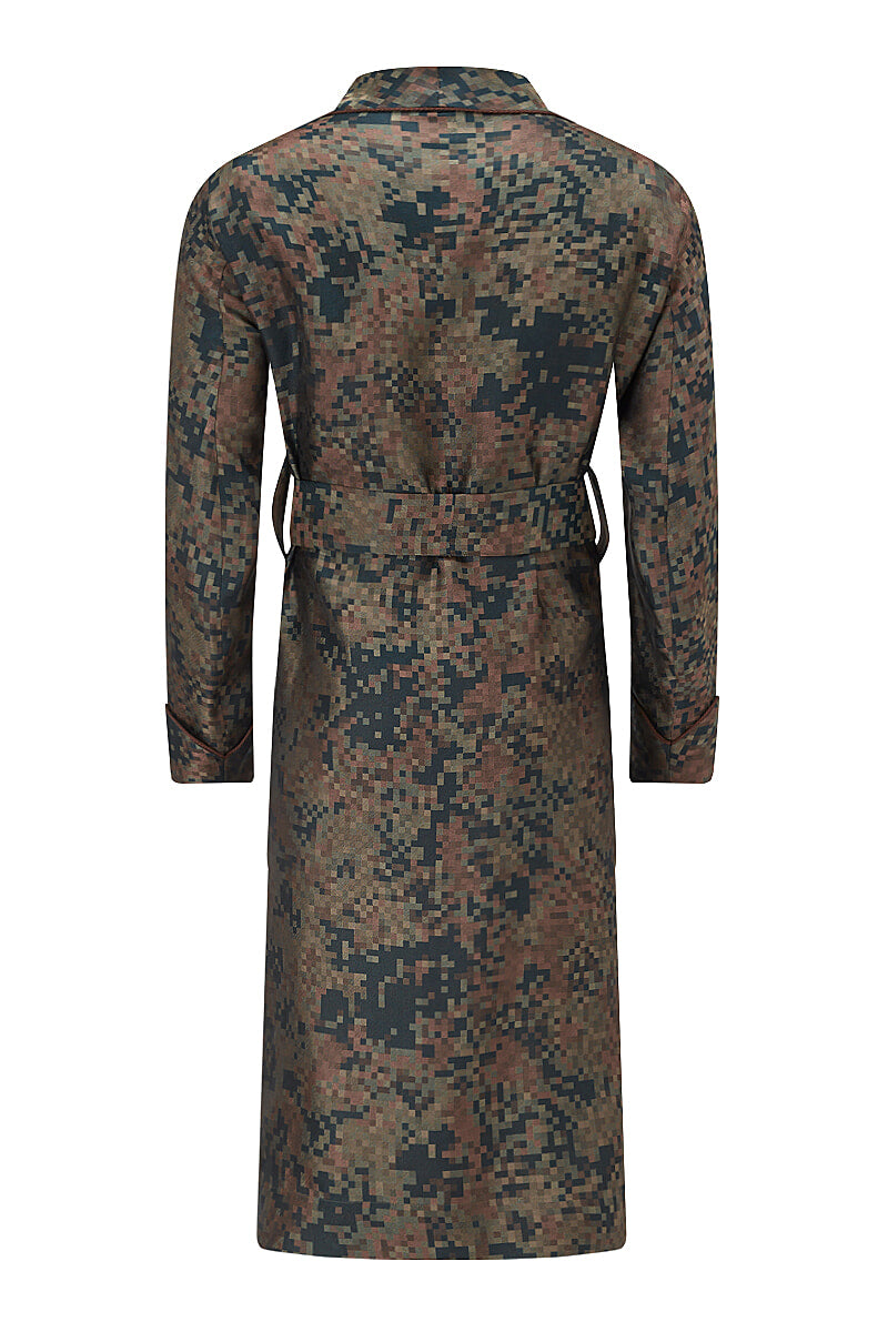 Pixelated Camo Unlined Silk Dressing Gown