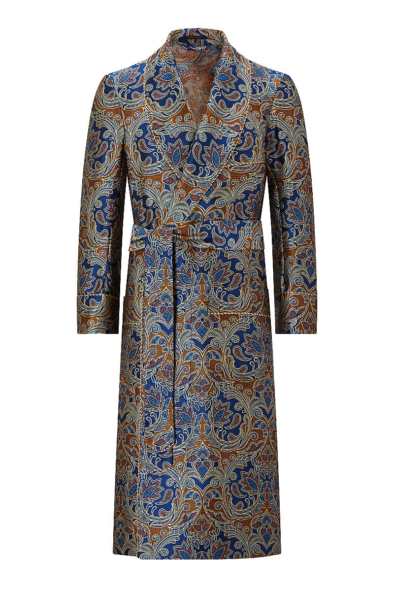 Blue & Orange Sohal Paisley Unlined Silk Dressing Gown